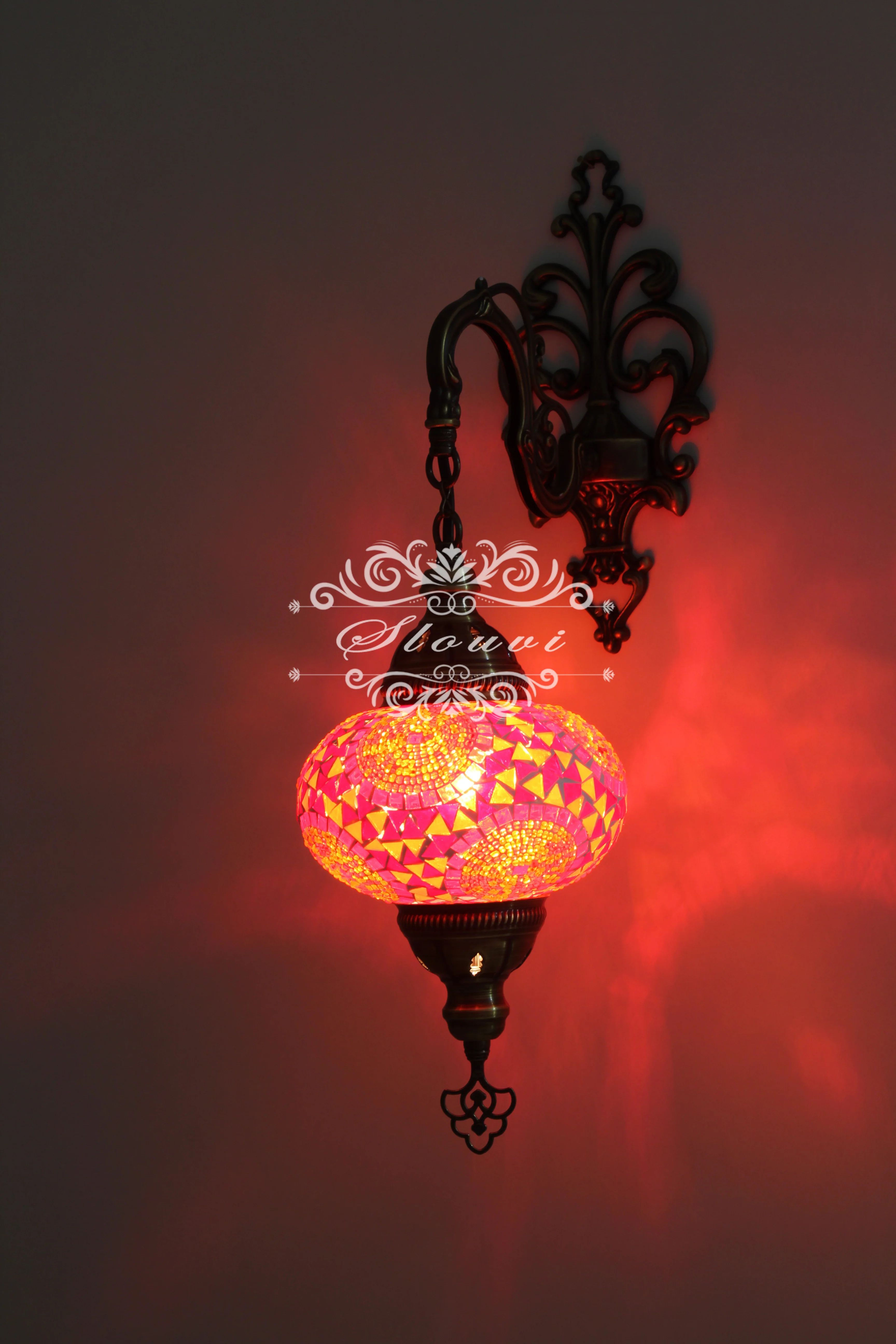 Turkish Mosaic Wall Sconce, With Large Globes