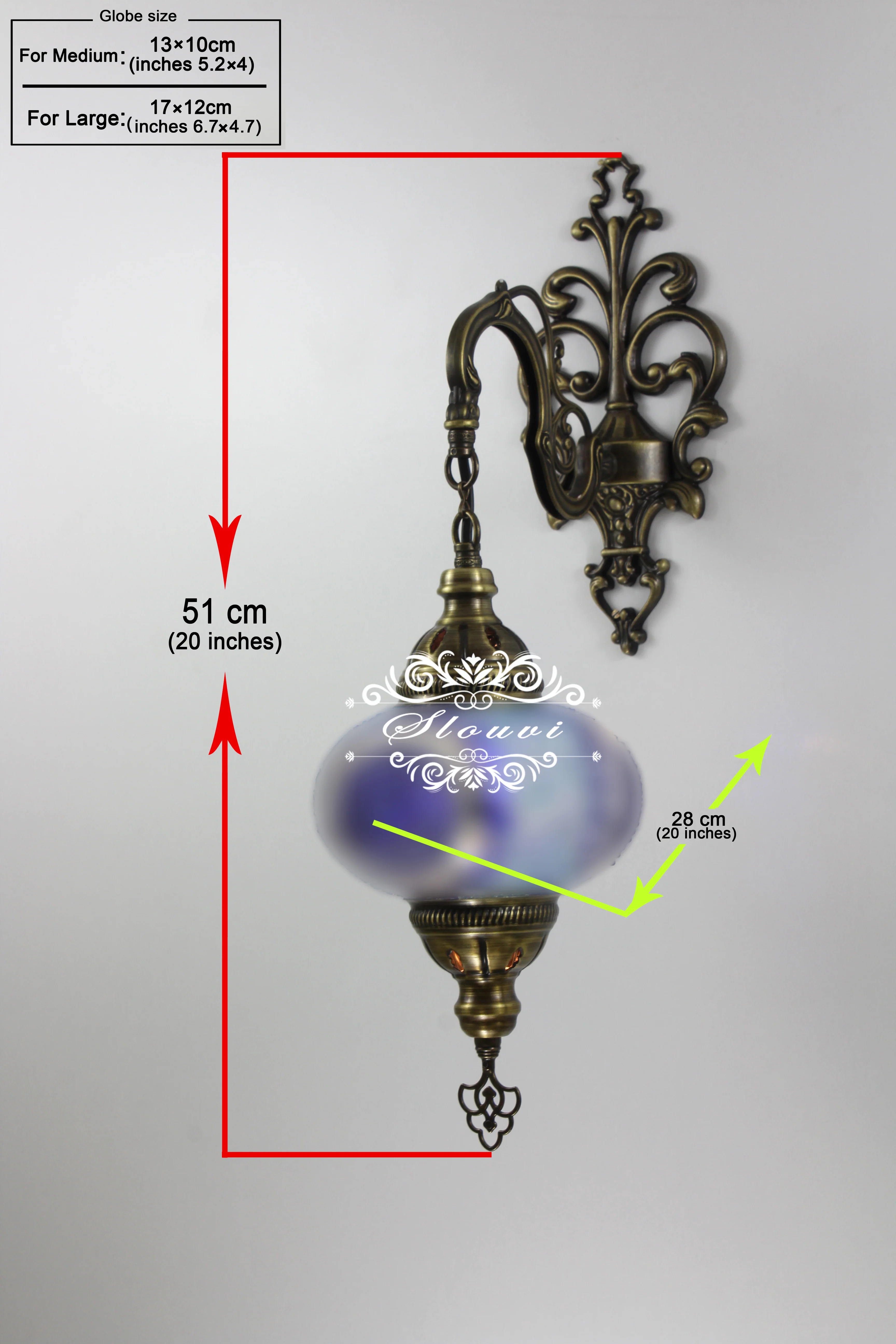 Turkish Mosaic Wall Sconce, With Large Globes - Image 6