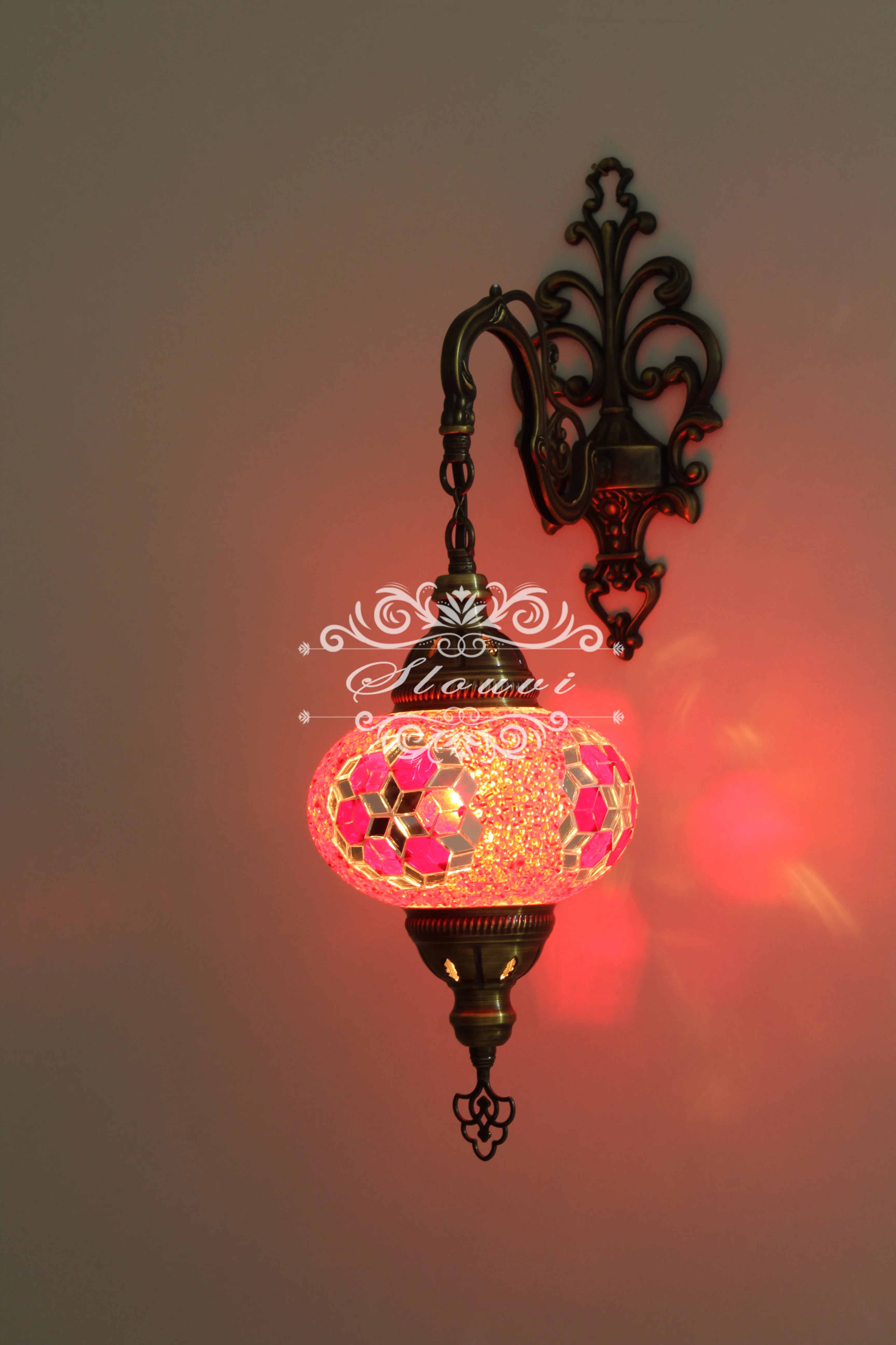 Turkish Mosaic  Wall Sconce, With  Large Globes