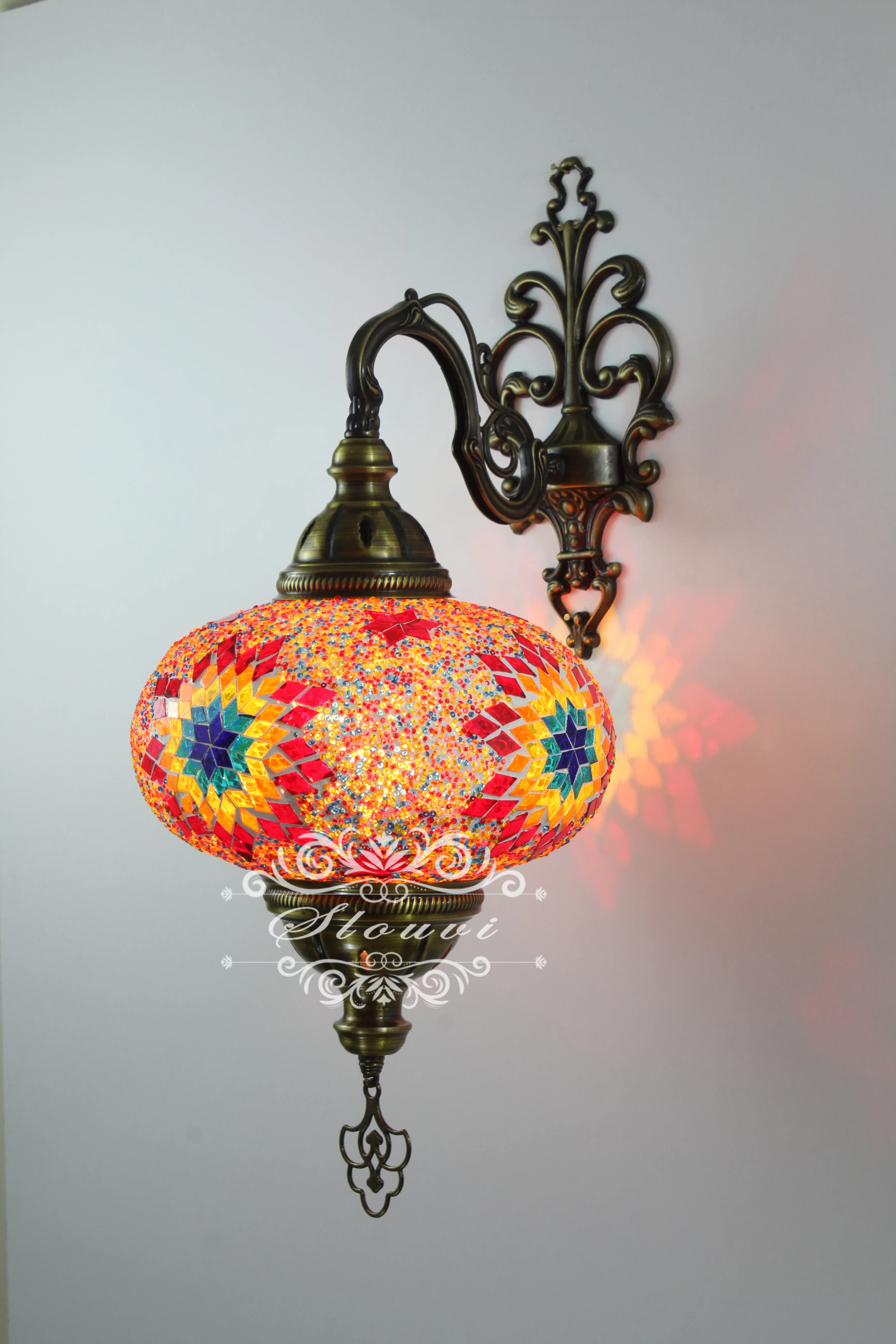 Turkish Mosaic Wall Sconce, With Extra Large Globes - Image 3