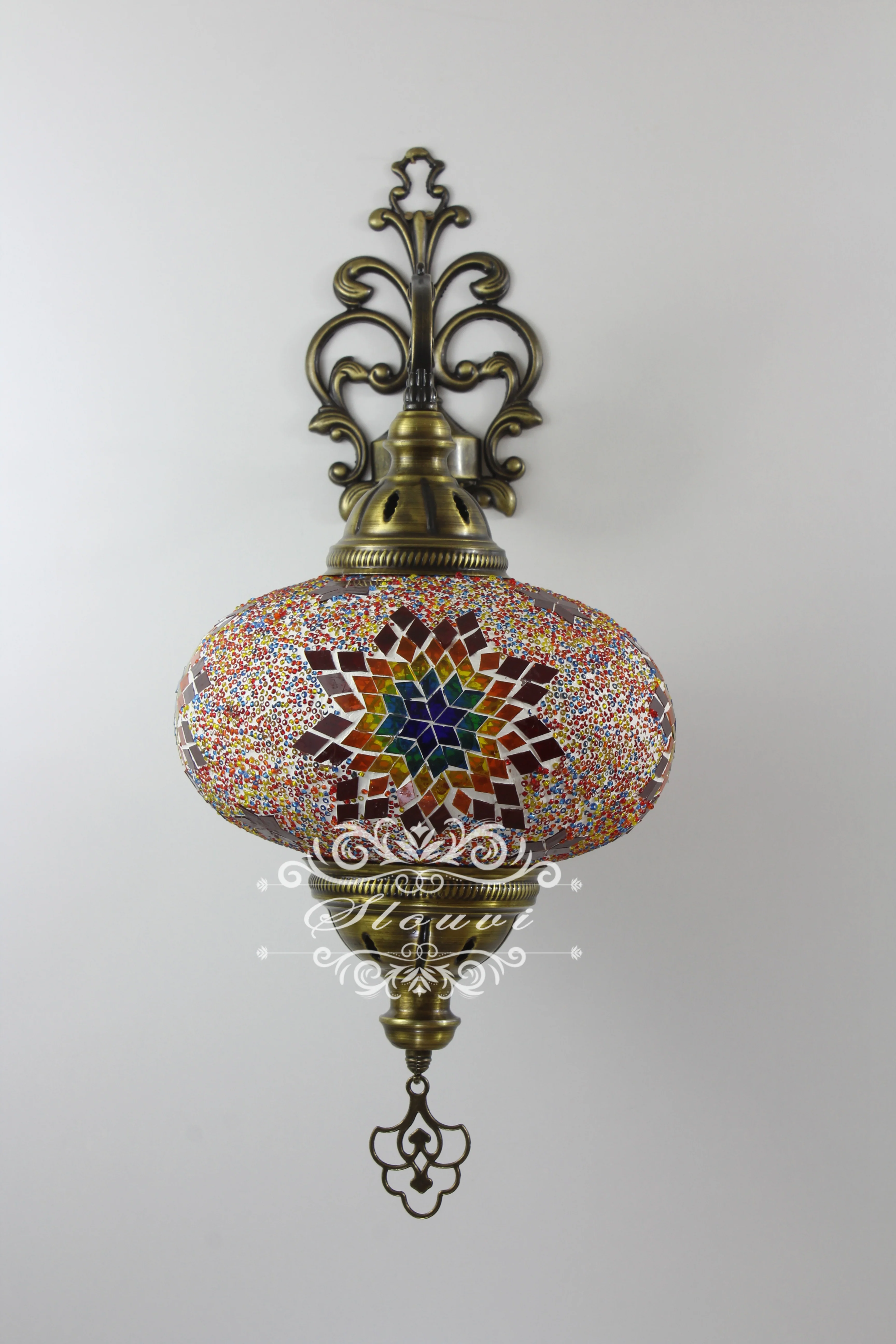 Turkish Mosaic Wall Sconce, With Extra Large Globes - Image 6