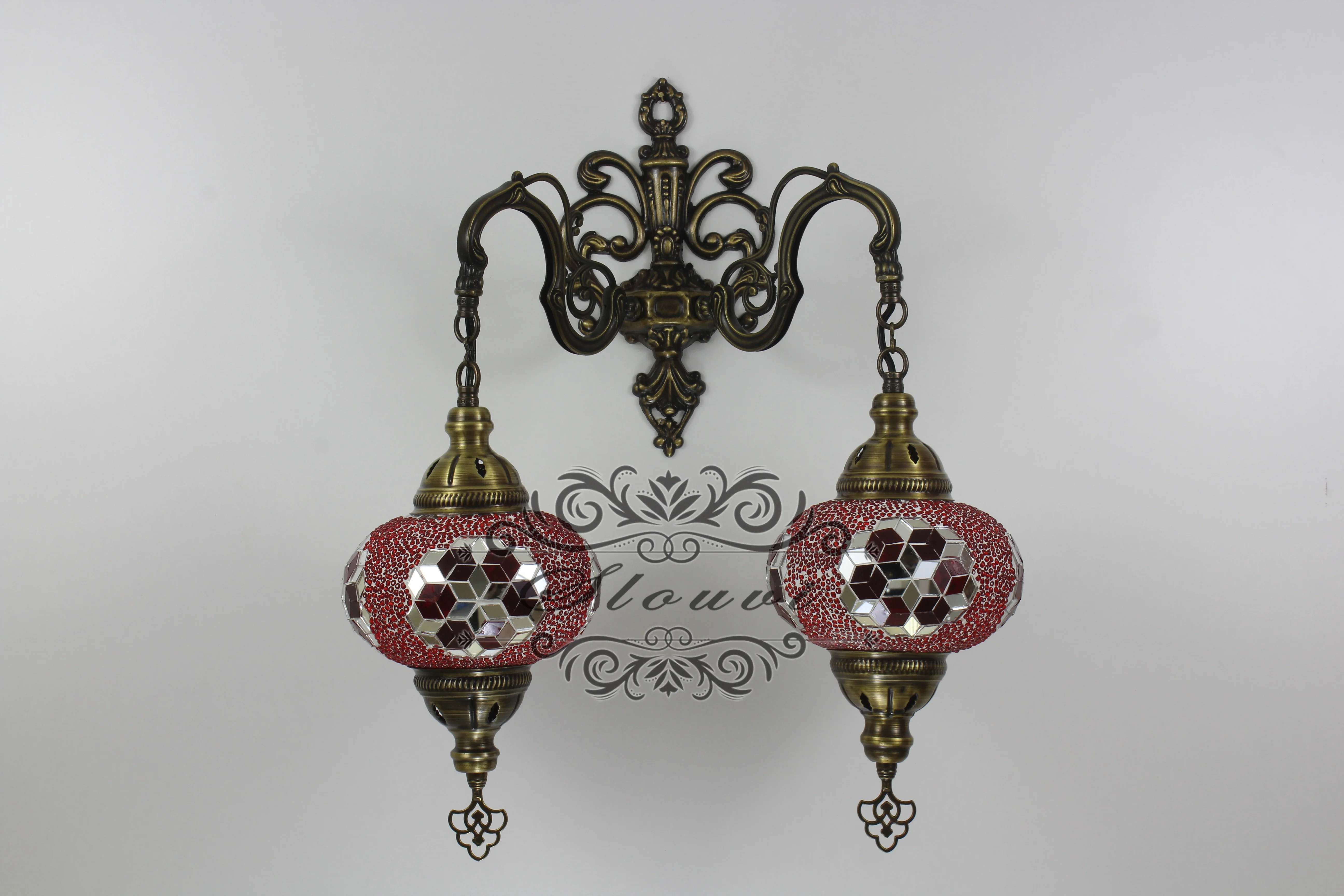 Turkish Mosaic Double Wall Sconce, With Large Globes - Image 2
