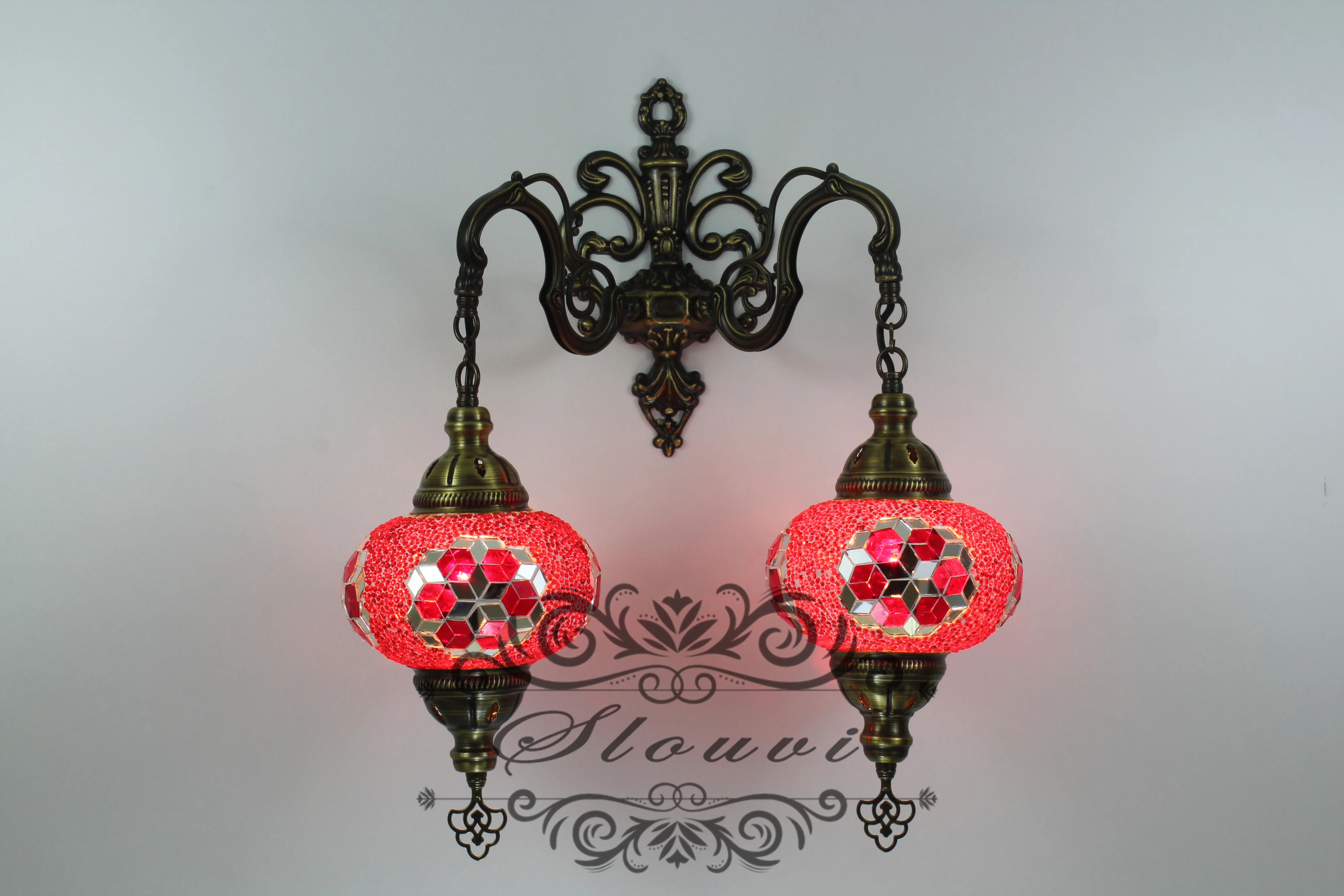 Turkish Mosaic Double Wall Sconce, With Large Globes - Image 4