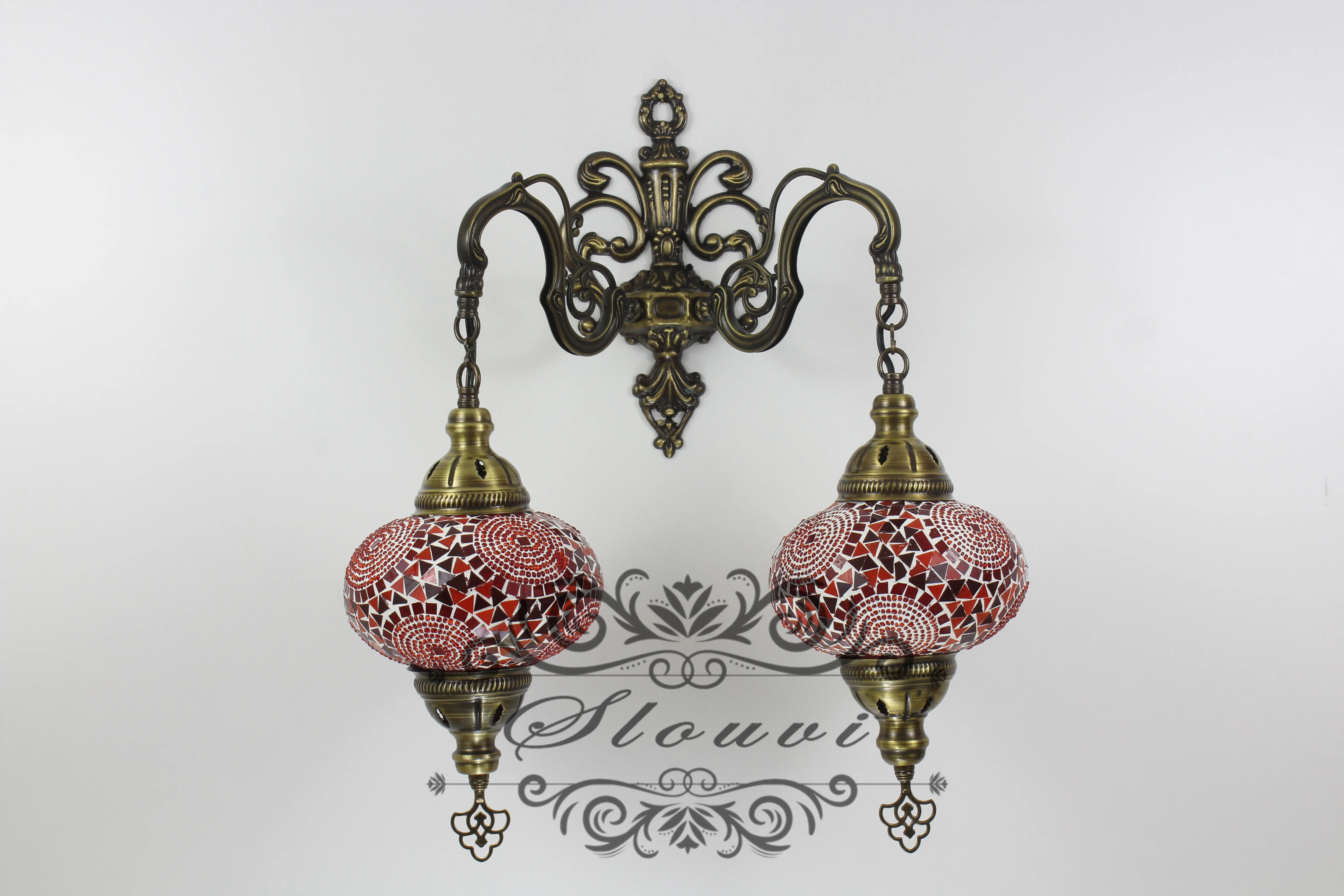 Turkish Mosaic Double Wall Sconce, With Large Globes - Image 3