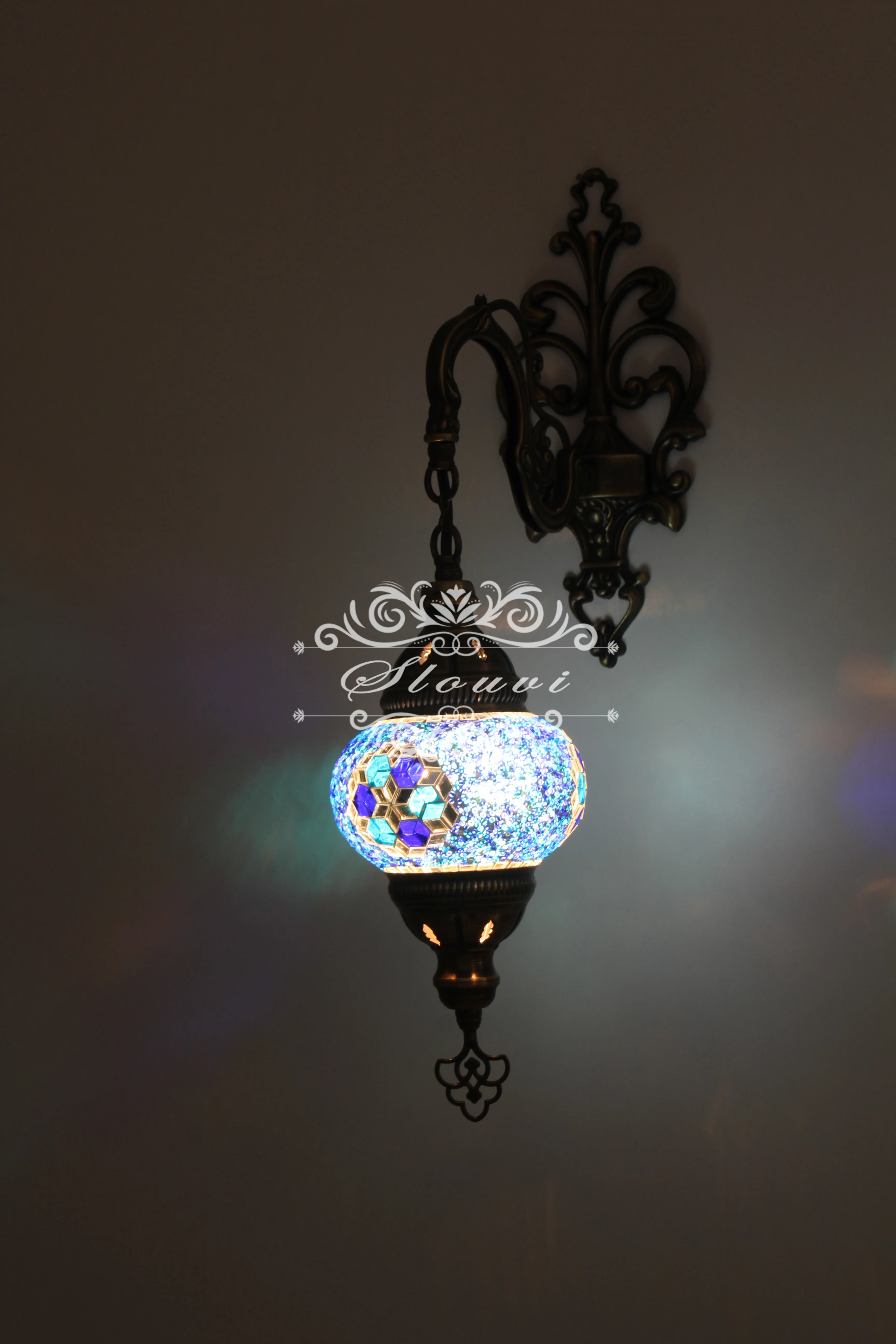 Turkish Mosaic  Wall Sconce, With Medium Globe
