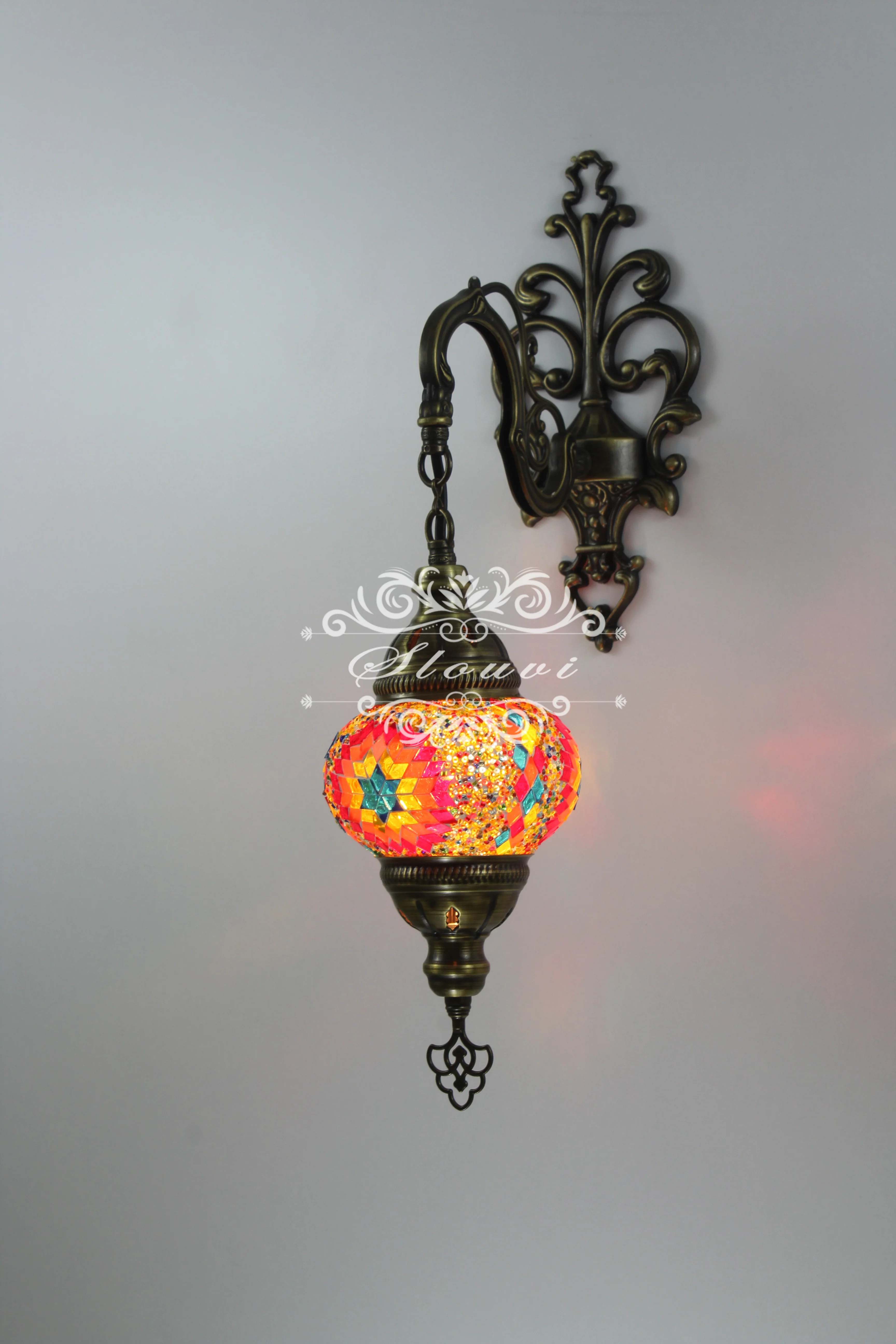 Turkish Mosaic  Wall Sconce, With Medium Globe - Image 3