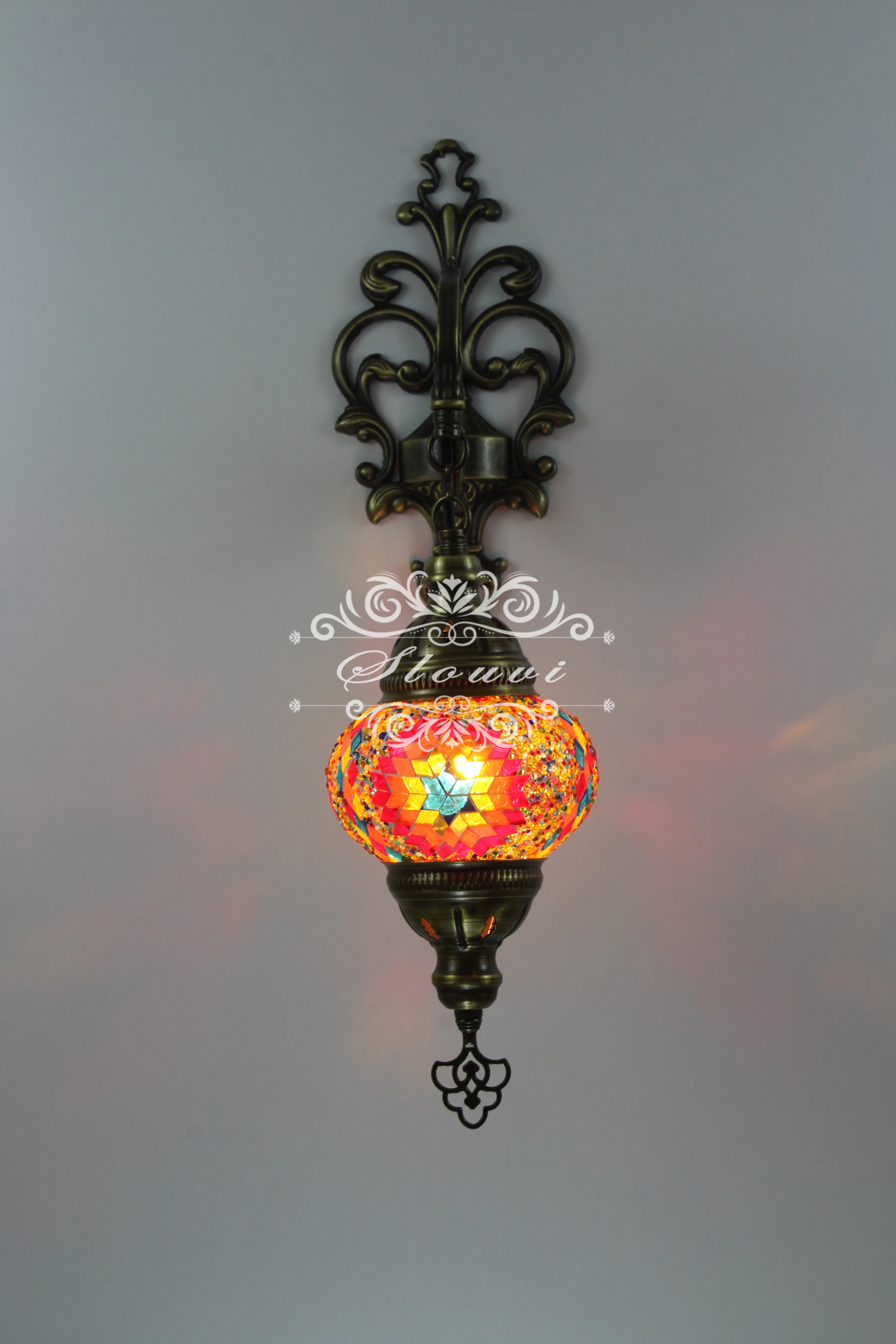 Turkish Mosaic  Wall Sconce, With Medium Globe - Image 4