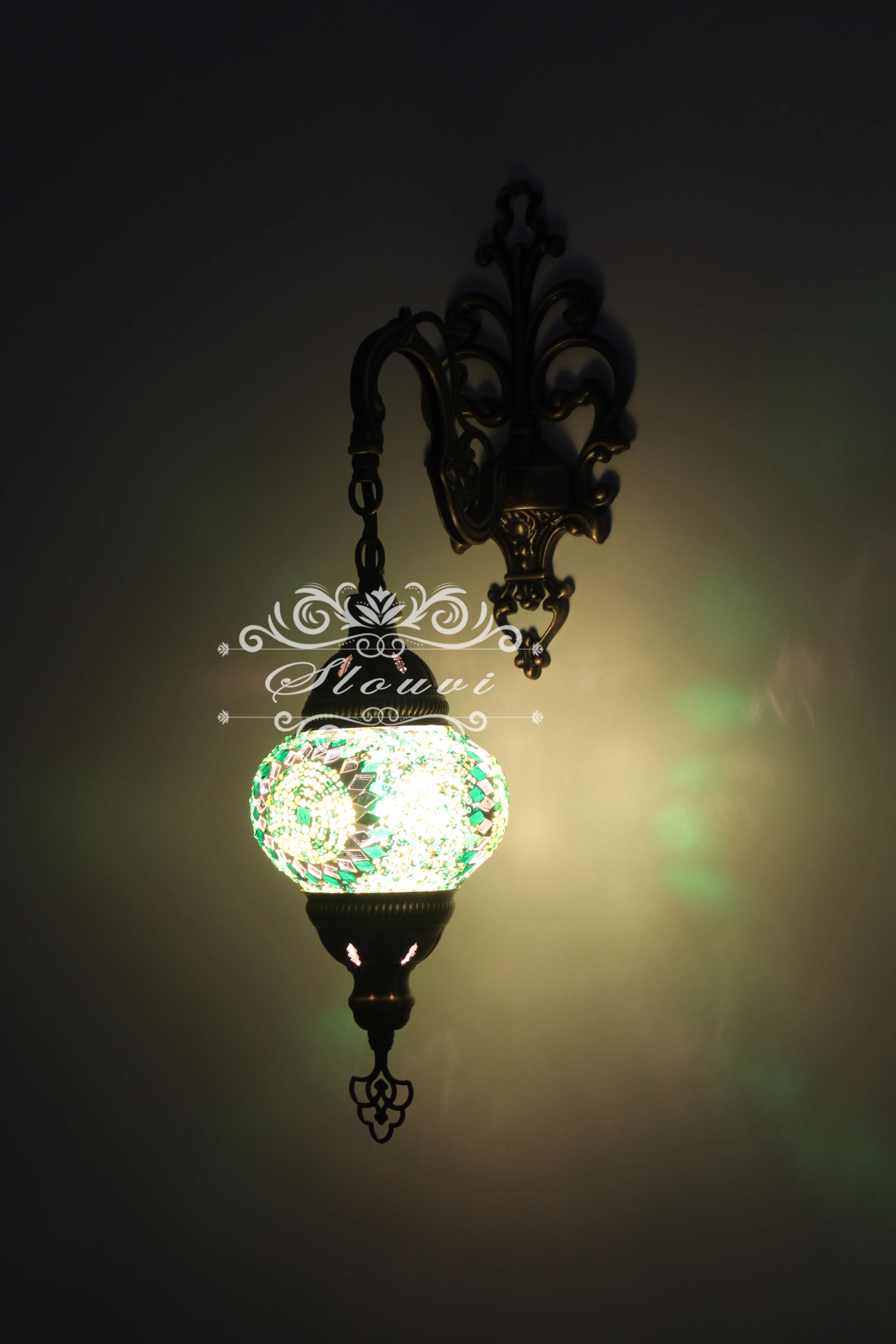 Turkish Mosaic  Wall Sconce, With Medium Globe