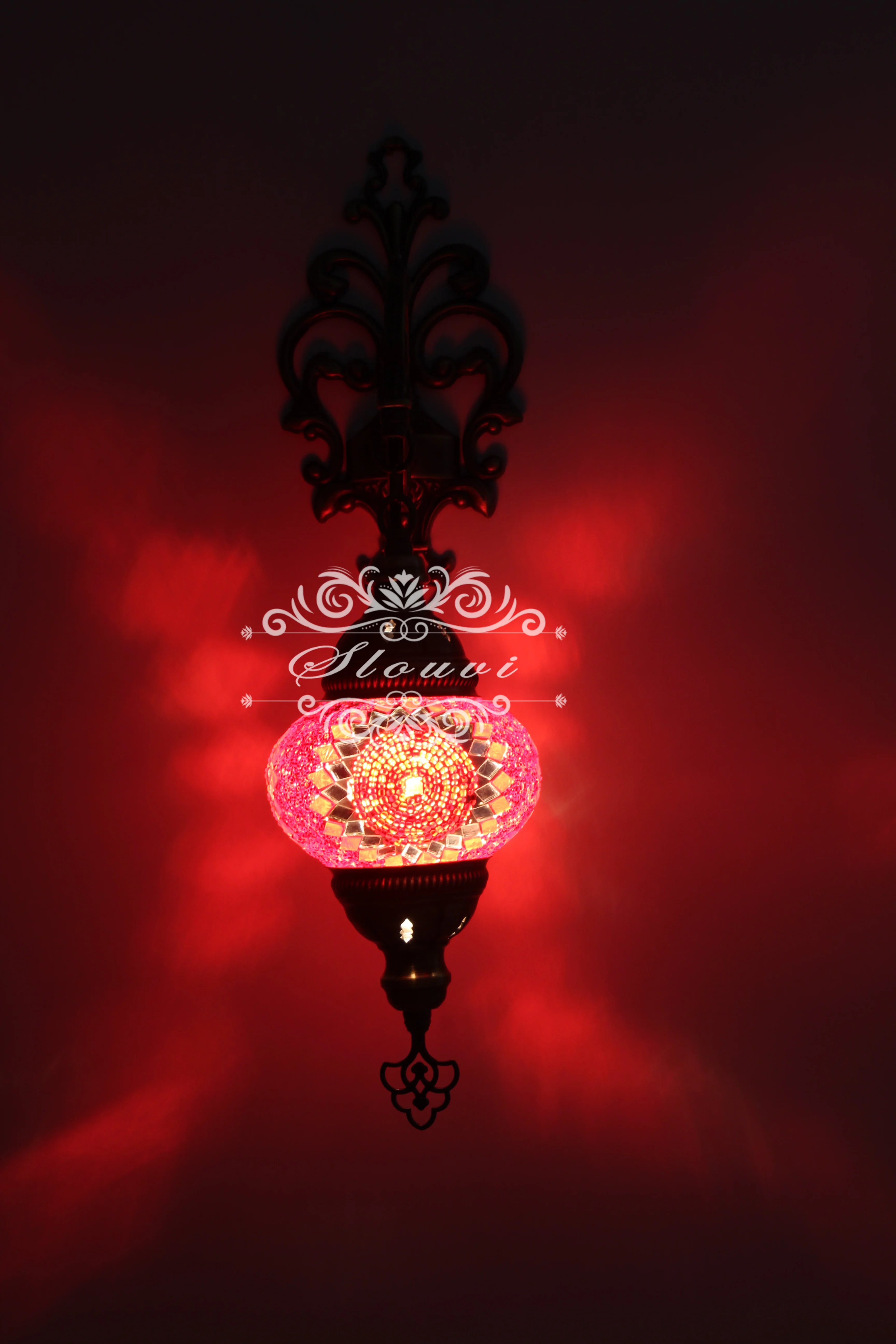 Turkish Mosaic Double Wall Sconce, With Medium Globes - Image 2