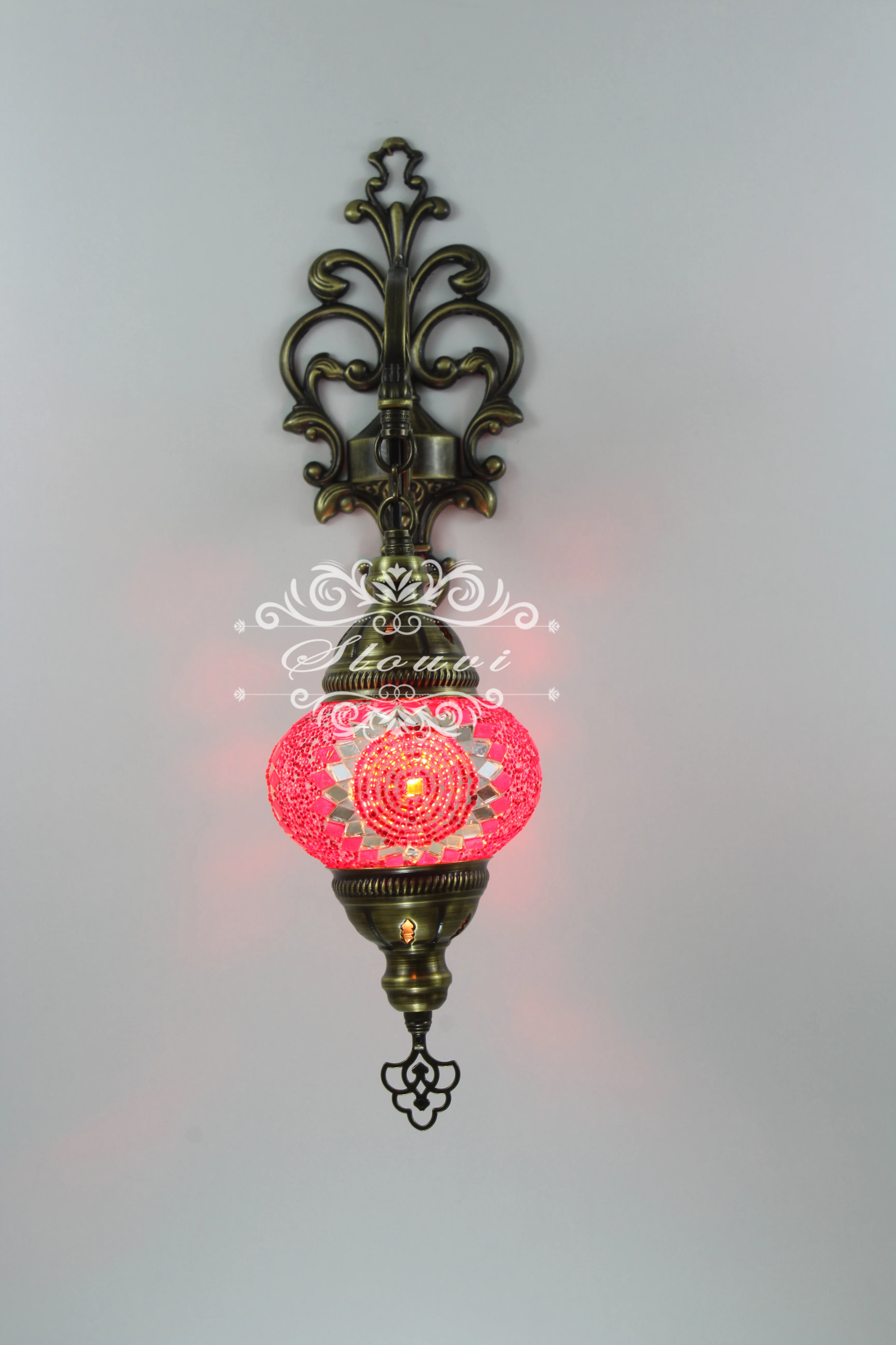 Turkish Mosaic Double Wall Sconce, With Medium Globes - Image 4
