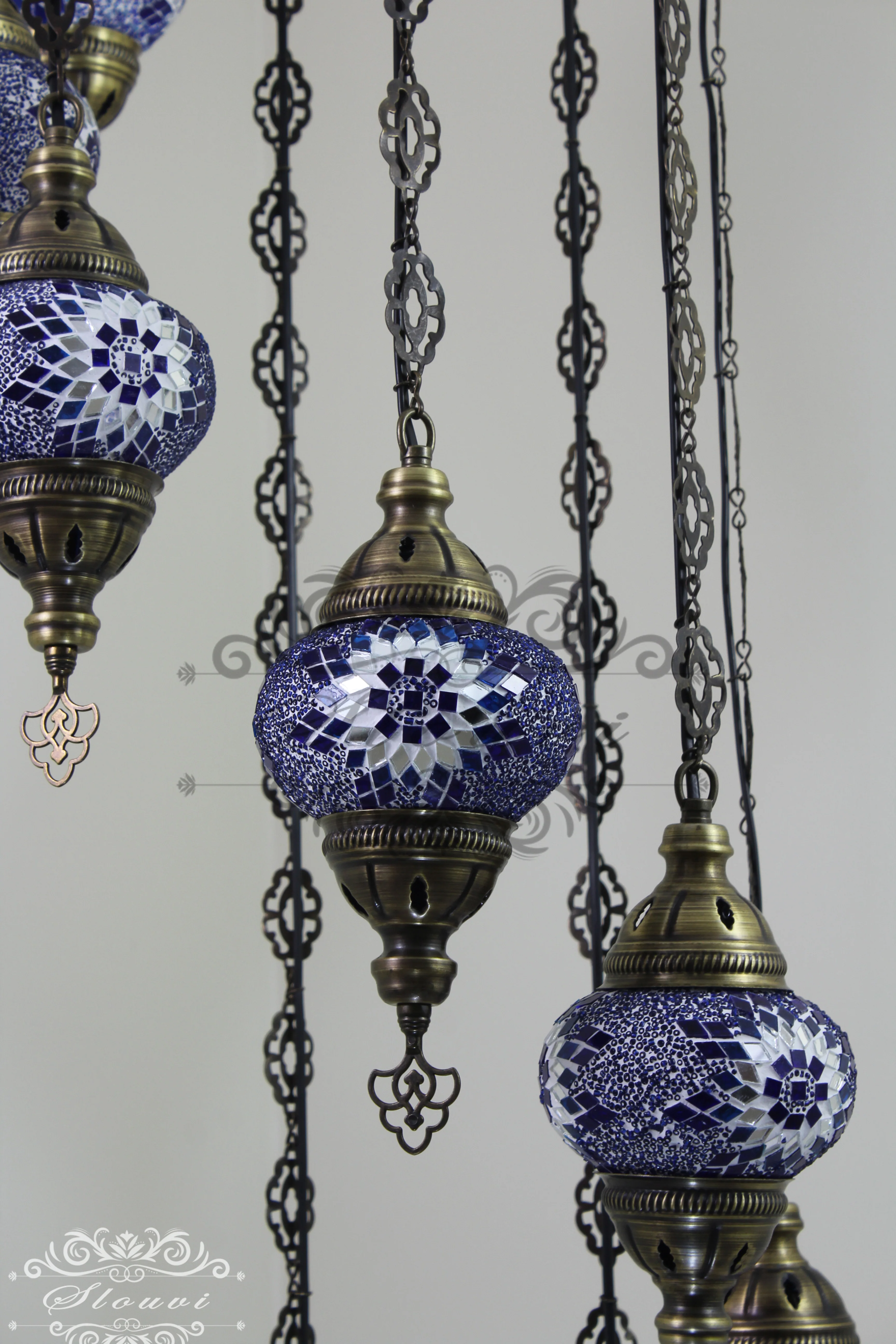 TURKISH MOSAIC LAMP, Water Drop Style CHANDELIER IN 8 GLOBES - Image 7