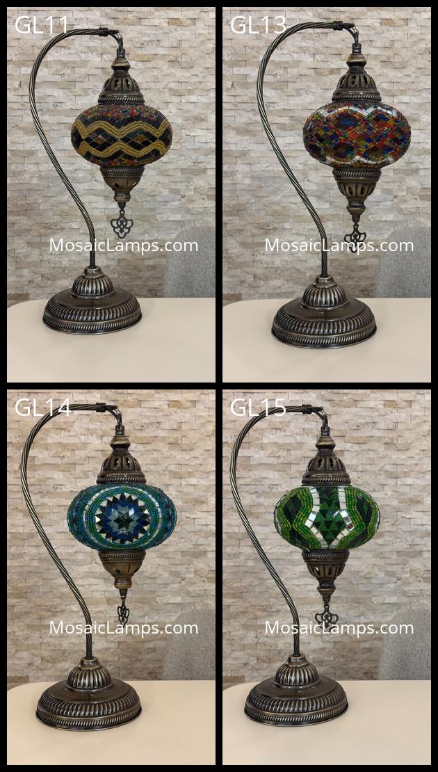 Turkish Mosaic Swan Neck Table Lamp Large Globe ID: GL - Image 7