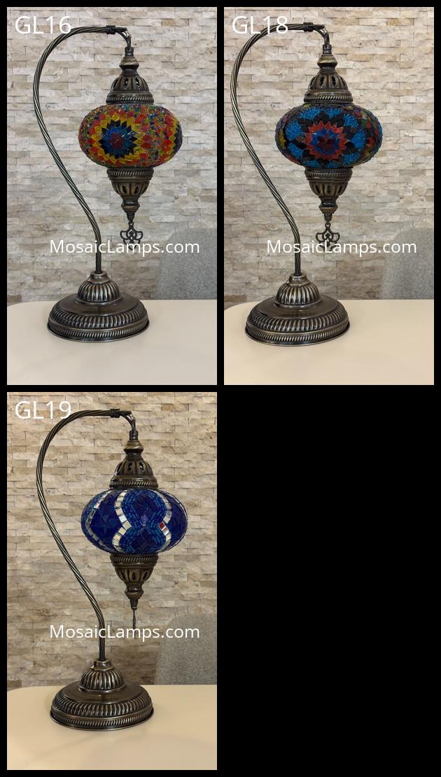Turkish Mosaic Swan Neck Table Lamp Large Globe ID: GL - Image 8