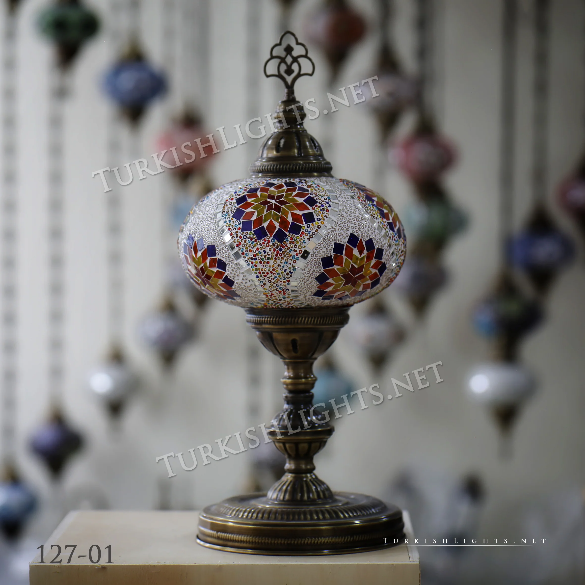 Turkish Mosaic Table Lamp, Extra Large Globe (NO5 GLOBE) ID: TXL-37 - Image 2
