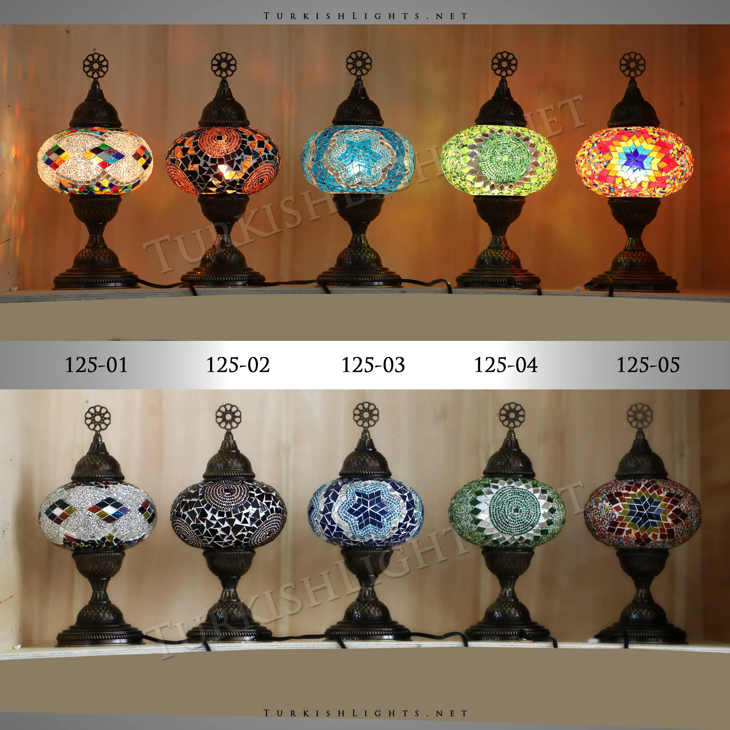 Single Turkish Mosaic Table Lamp With Large Globe ID:125