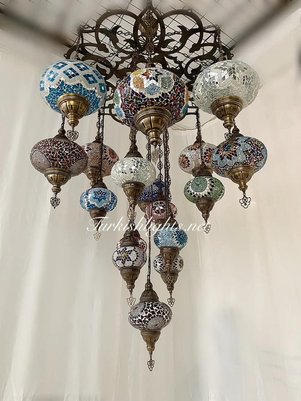 TURKISH SULTAN MOSAIC CHANDELIER 17 Globes, FREE SHIPPING , Product ID:160 - Image 3