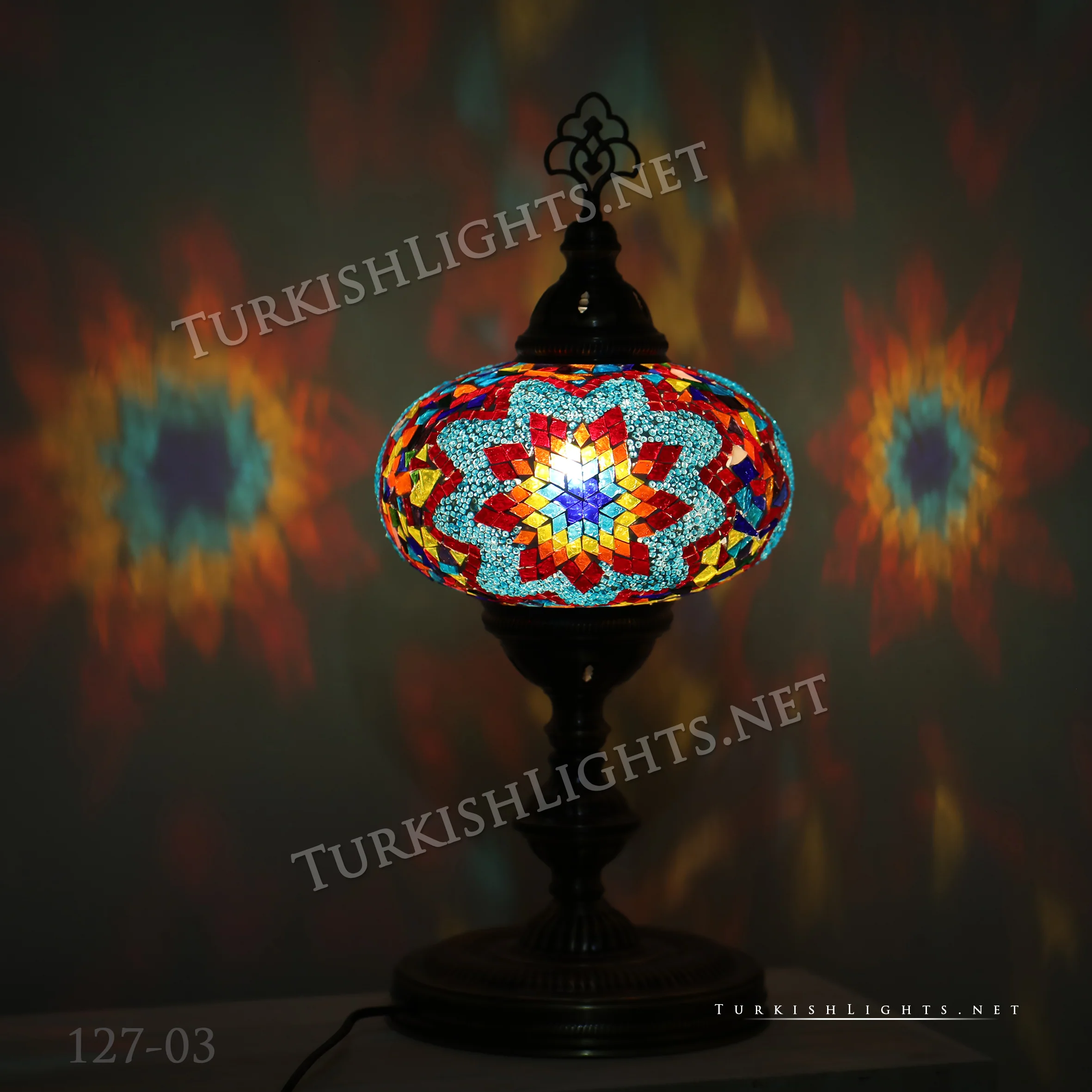 Turkish Mosaic Table Lamp Extra Large Globe ID: TXL-1 - Image 3