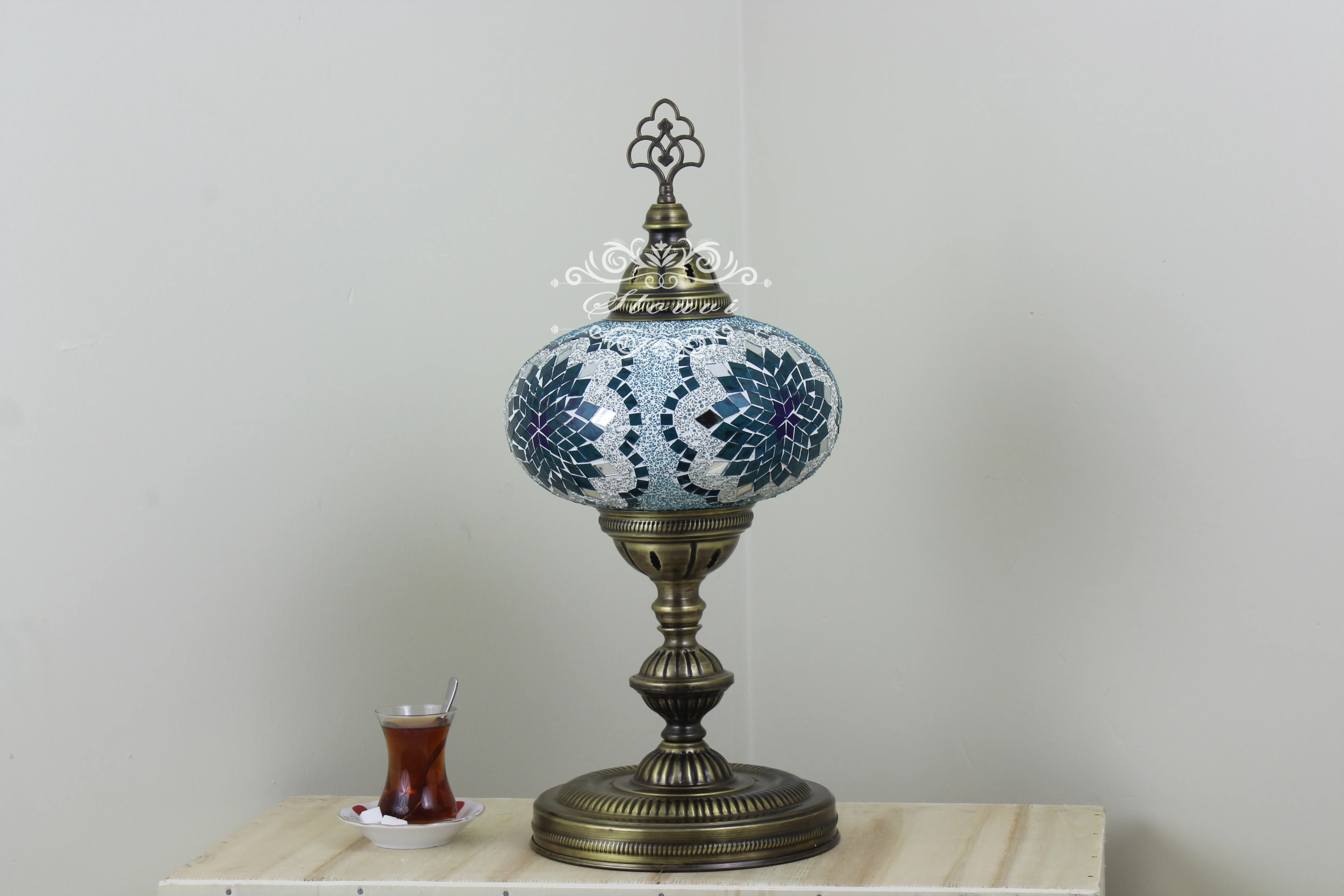 Turkish Mosaic Table Lamp Extra Large Globe ID: TXL-10 - Image 3