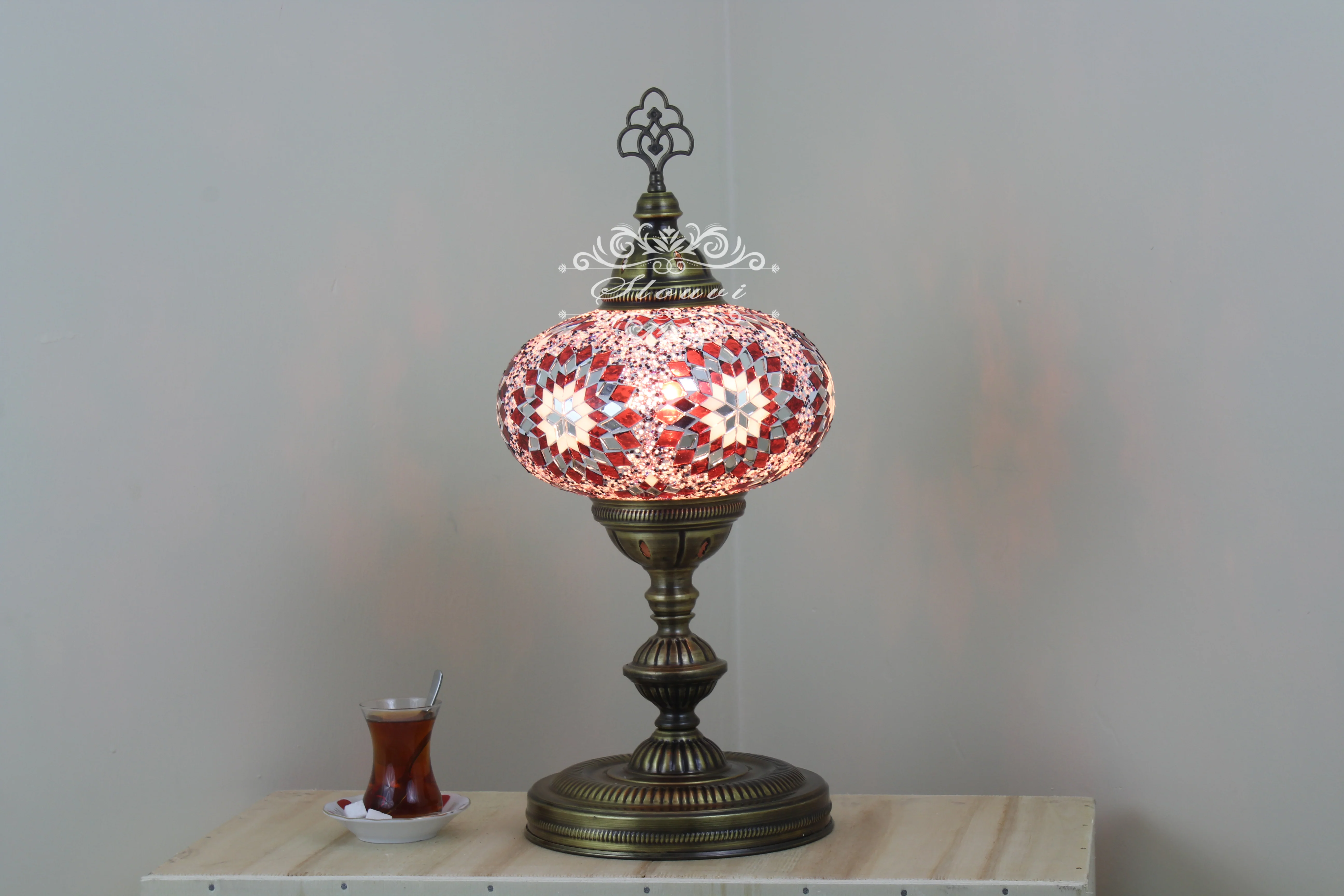 Turkish Mosaic Table Lamp Extra Large Globe ID: TXL-12 - Image 2
