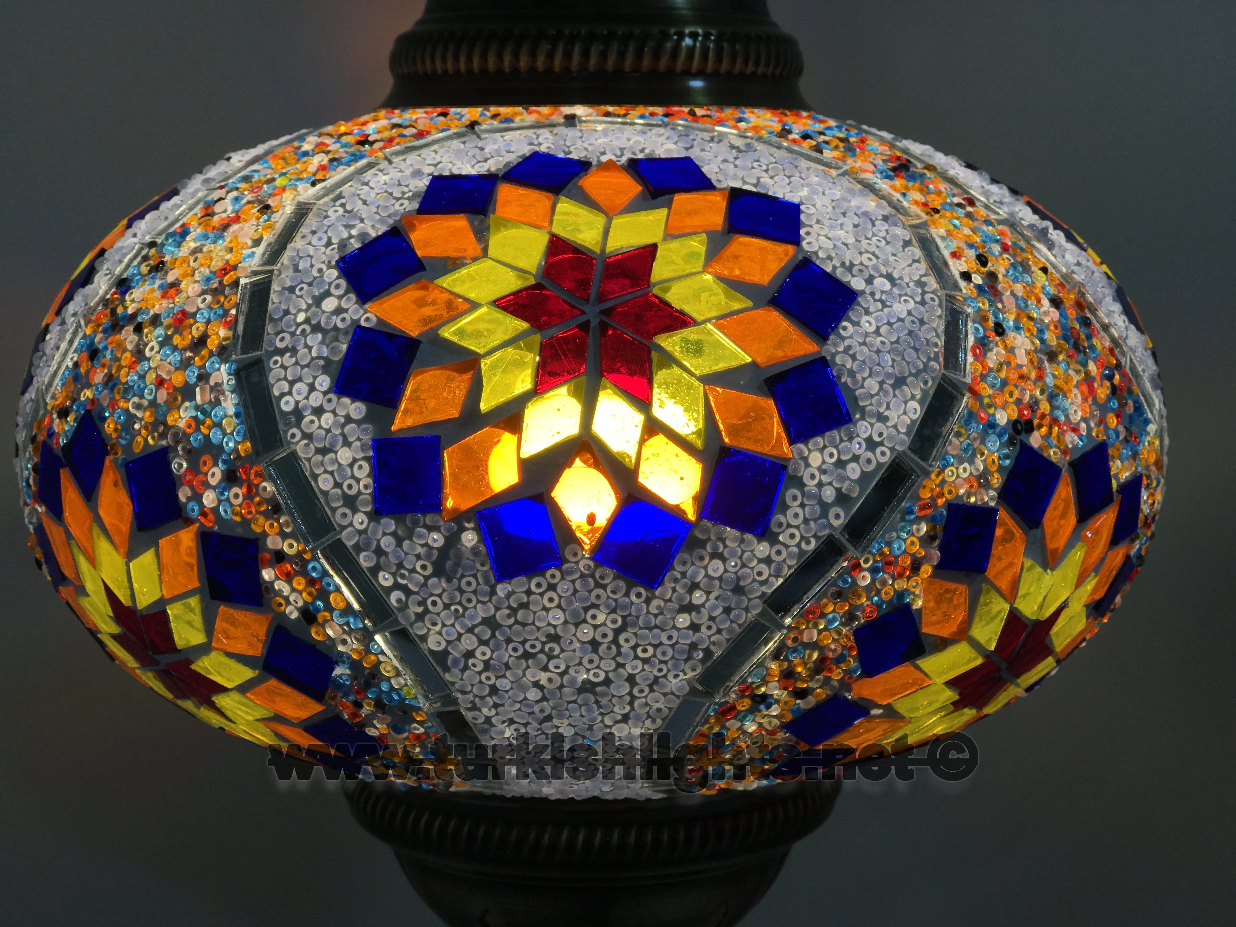 Turkish Mosaic Table Lamp Extra Large Globe ID: TXL-35 - Image 4