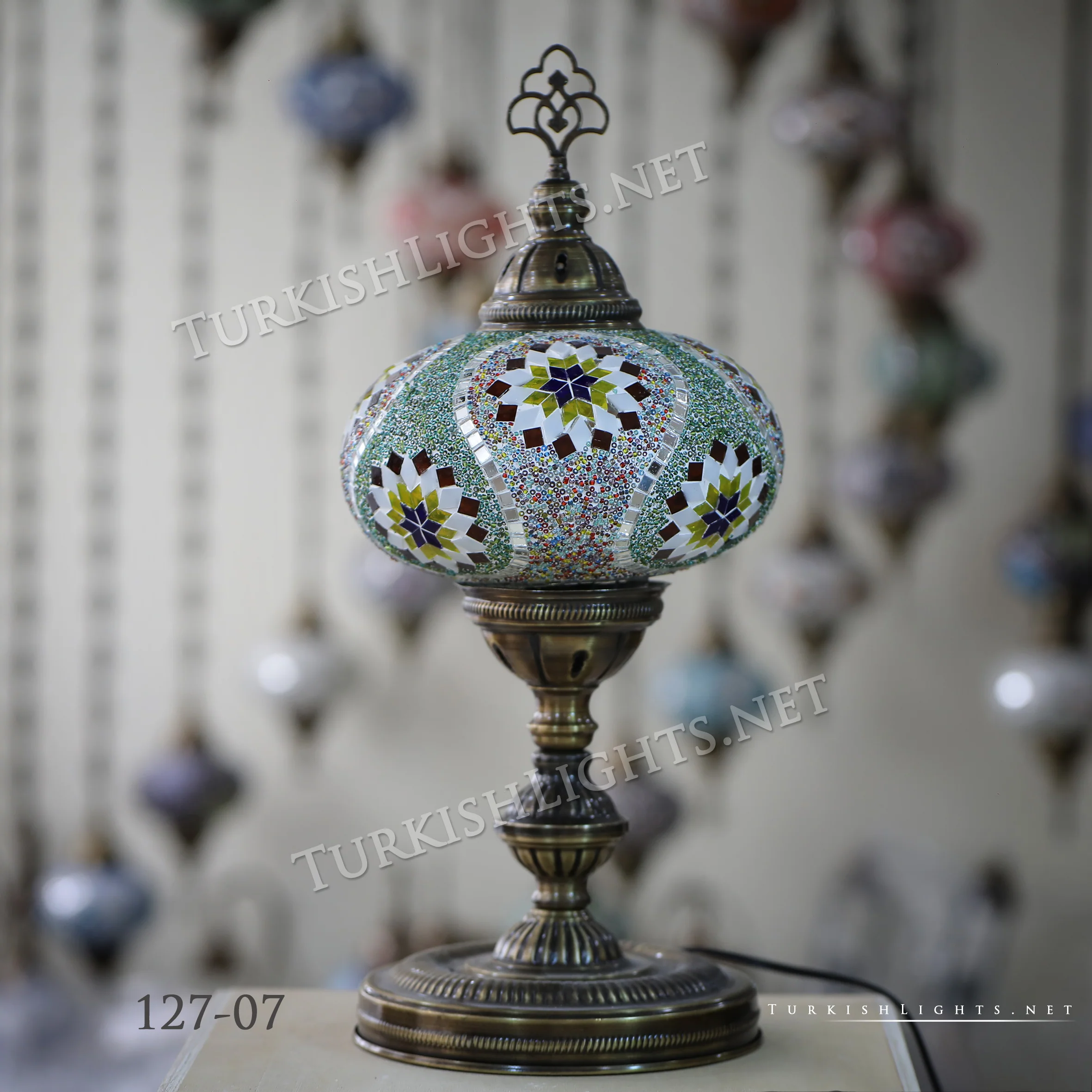 Turkish Mosaic Table Lamp Extra Large Globe ID: TXL-5 - Image 2
