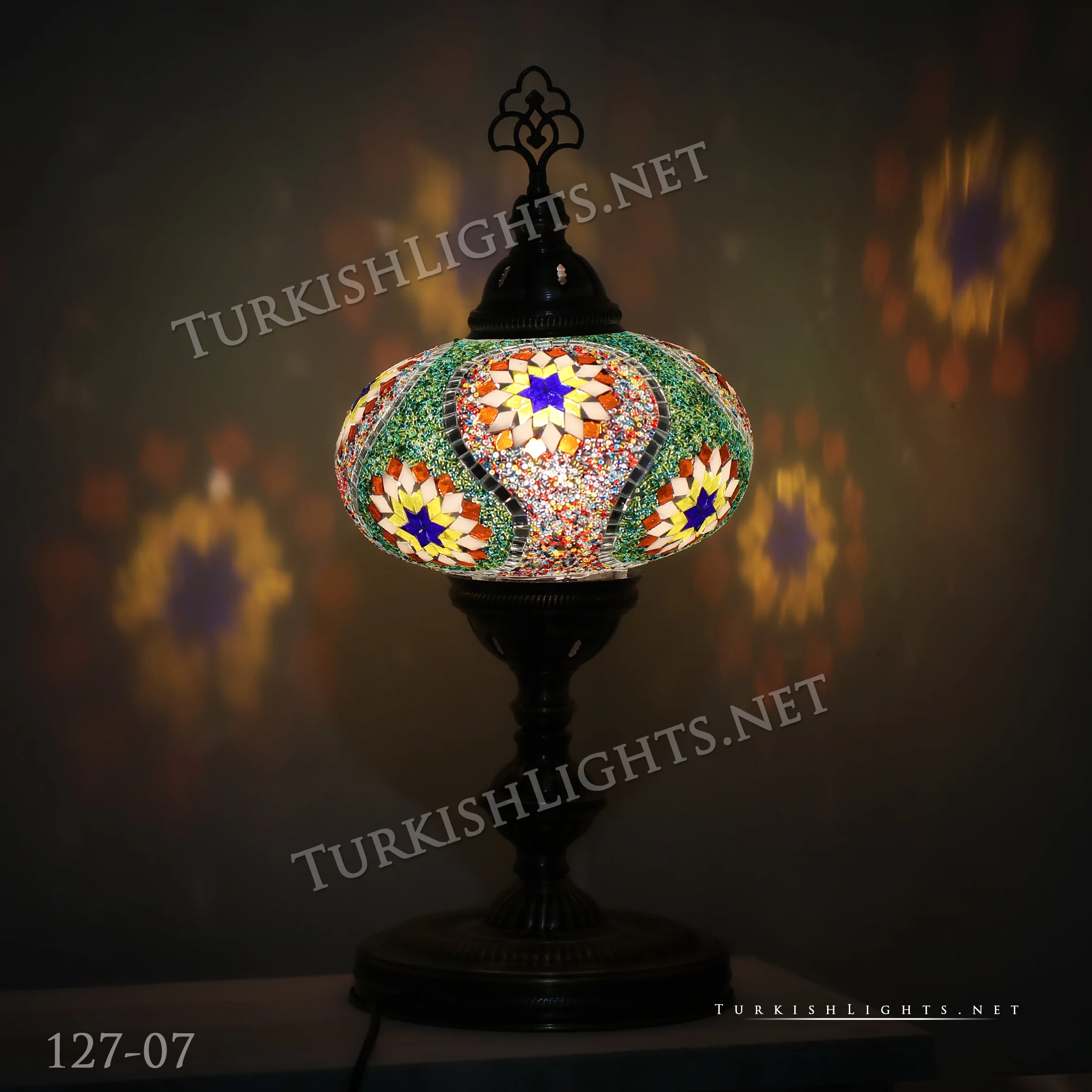 Turkish Mosaic Table Lamp Extra Large Globe ID: TXL-5 - Image 3