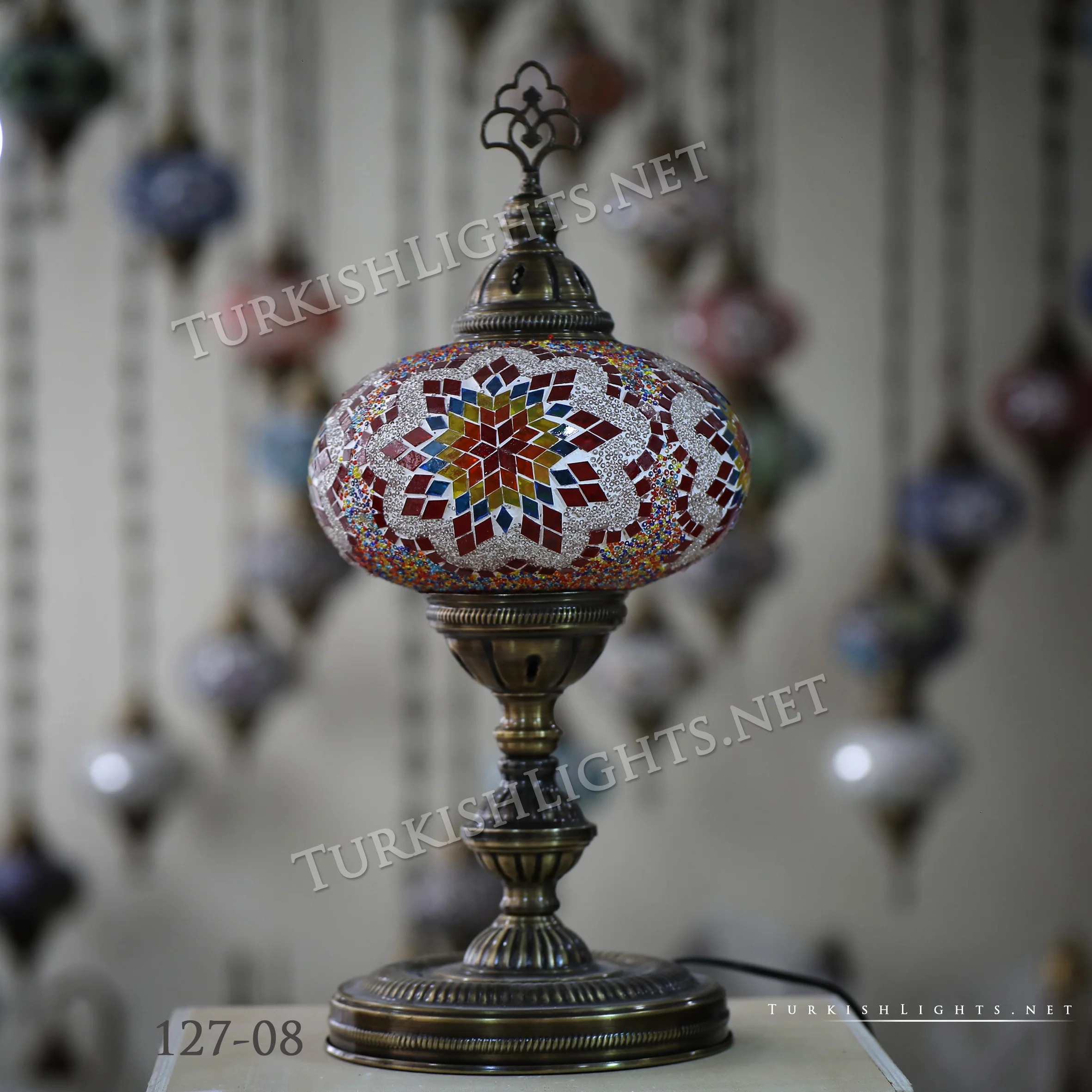 Turkish Mosaic Table Lamp Extra Large Globe ID: TXL-6 - Image 2