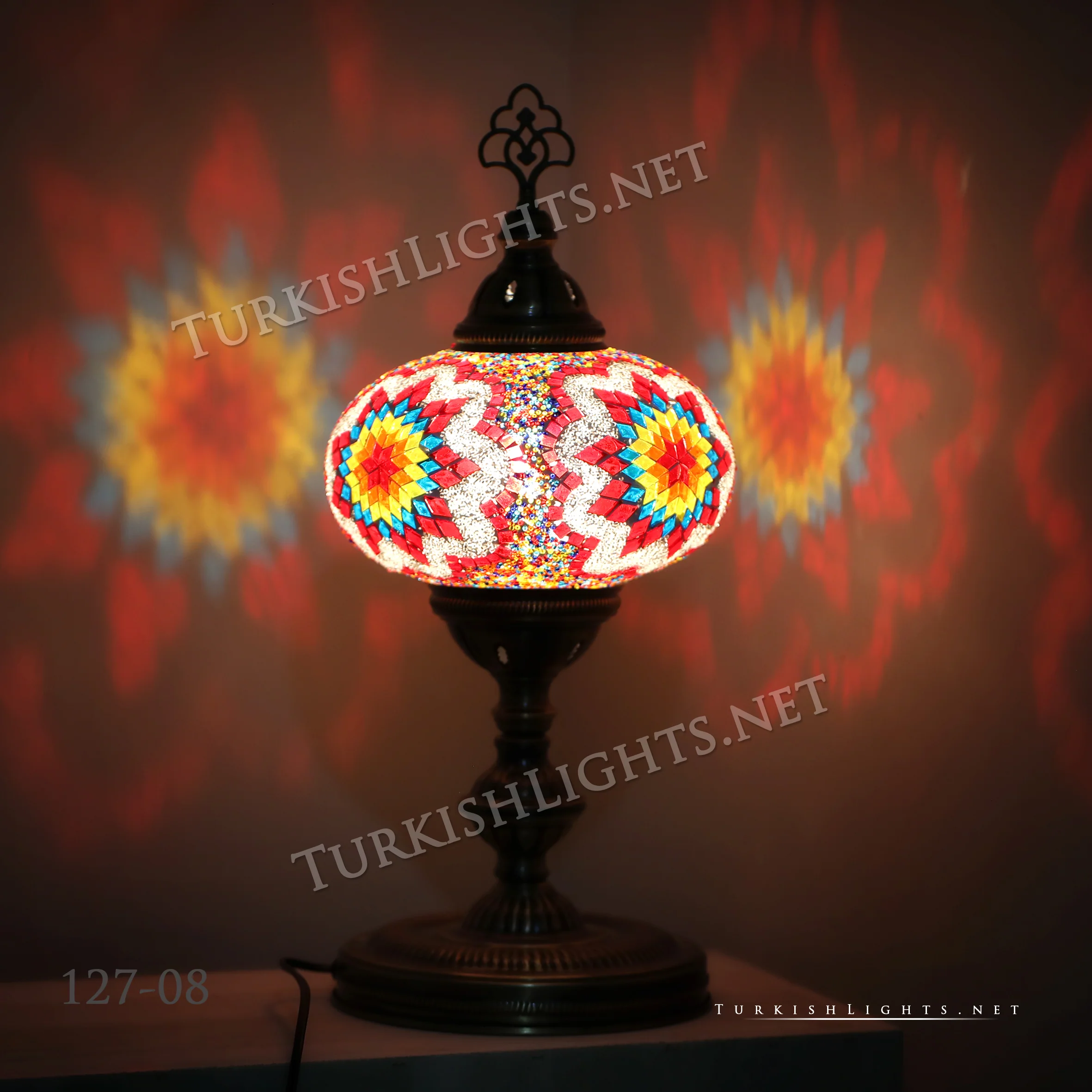 Turkish Mosaic Table Lamp Extra Large Globe ID: TXL-6 - Image 3
