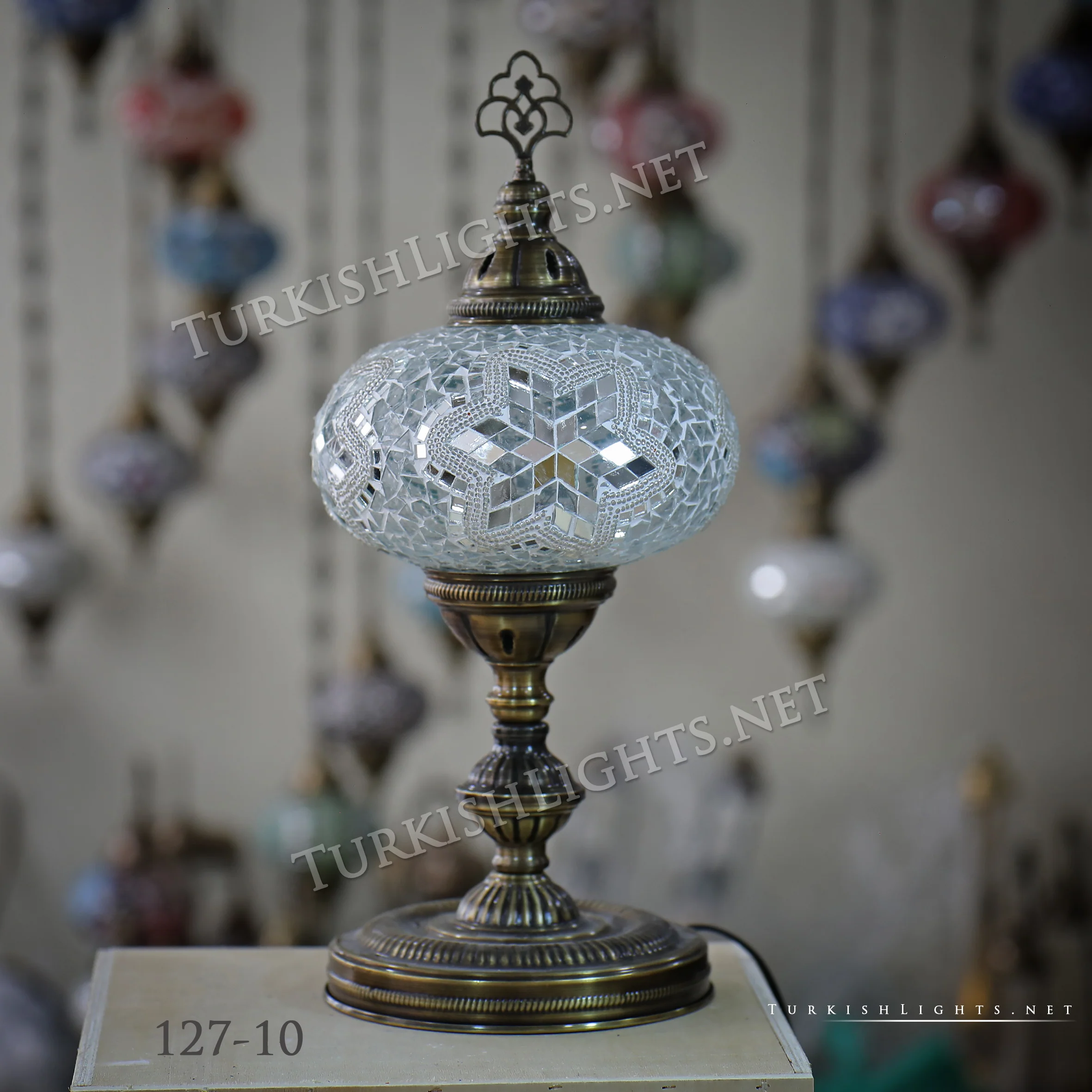 Turkish Mosaic Table Lamp Extra Large Globe ID: TXL-8 - Image 2