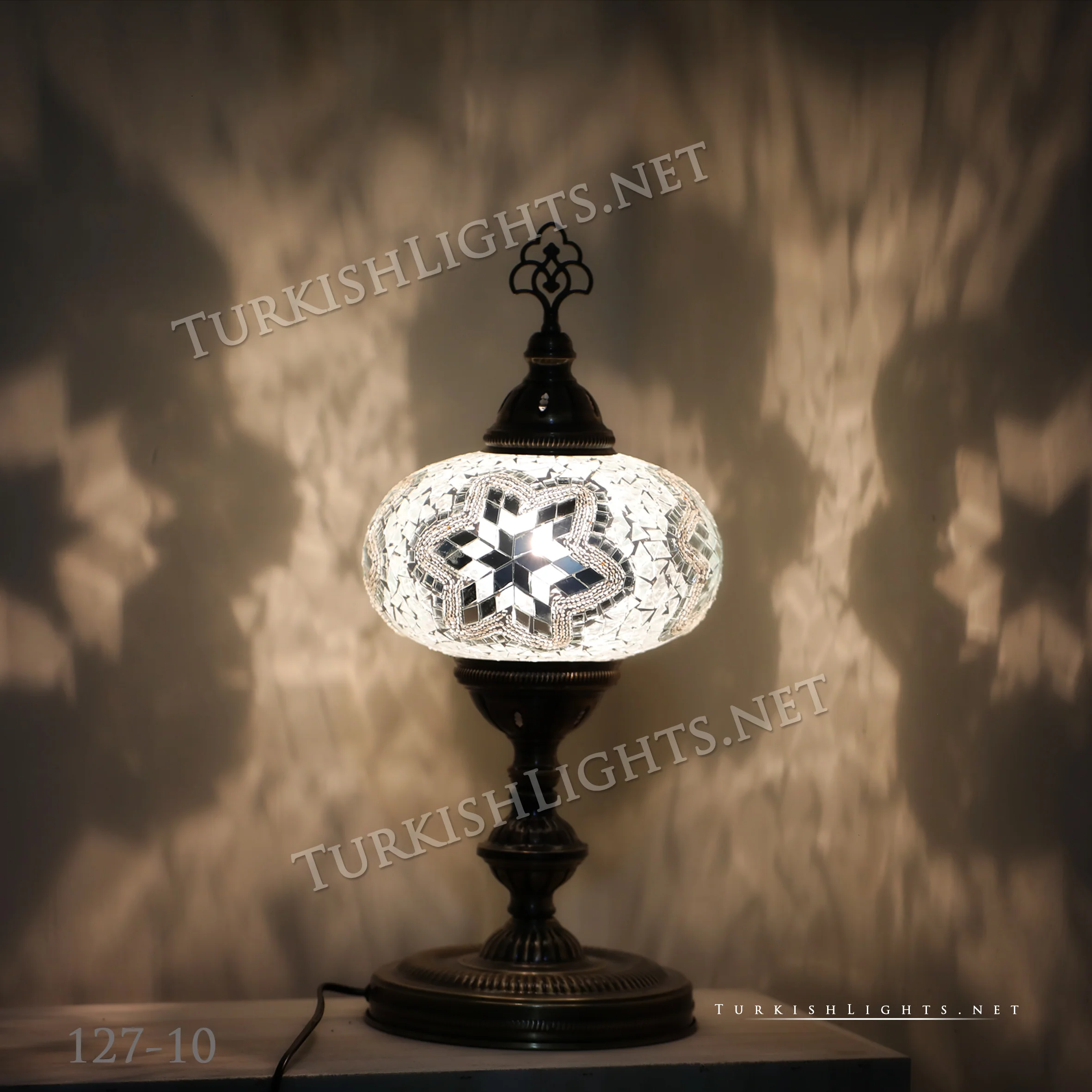 Turkish Mosaic Table Lamp Extra Large Globe ID: TXL-8 - Image 3