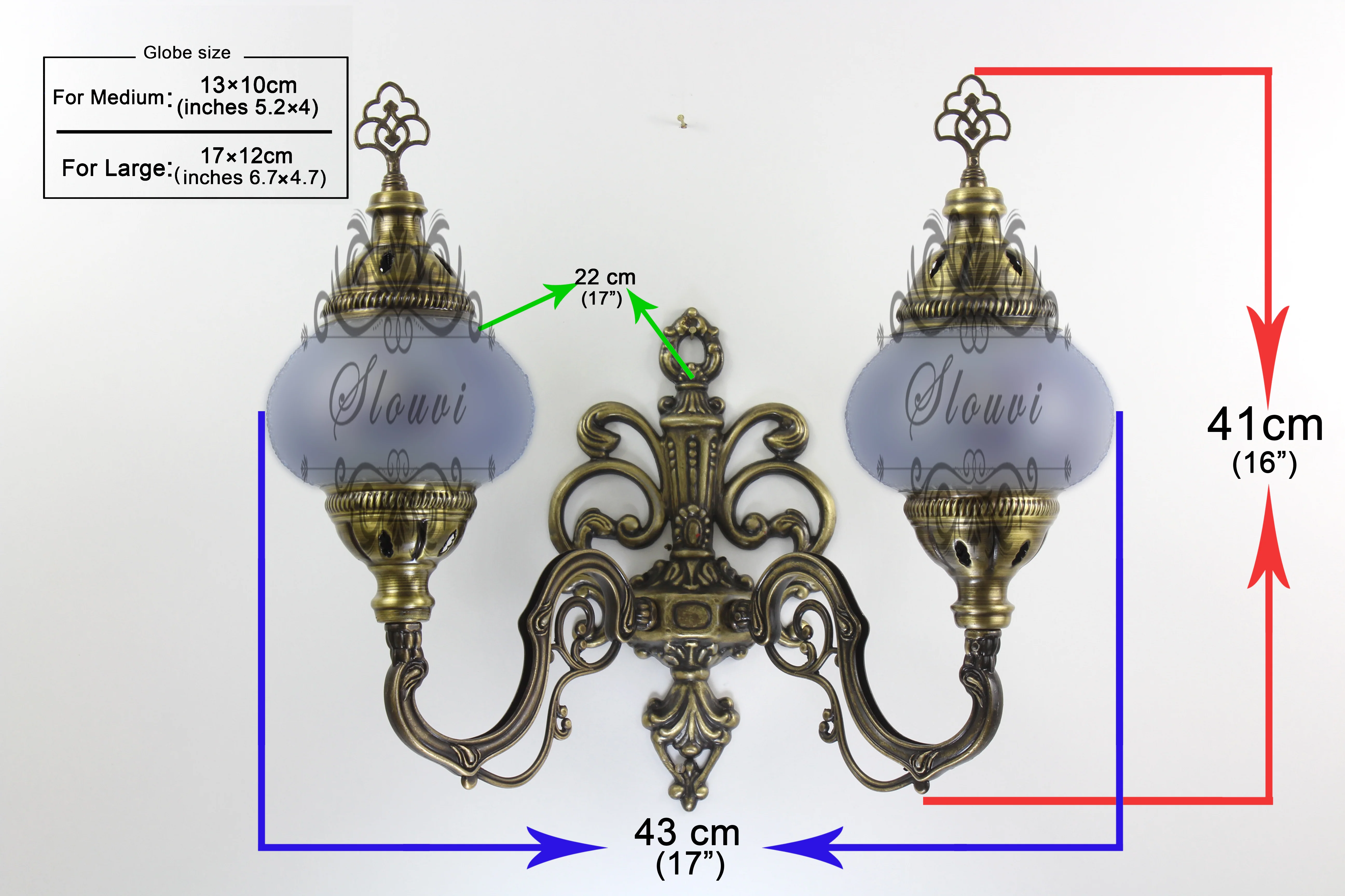 Turkish Mosaic Double Wall Sconce Large Globe Down ID: WDLD04 - Image 4