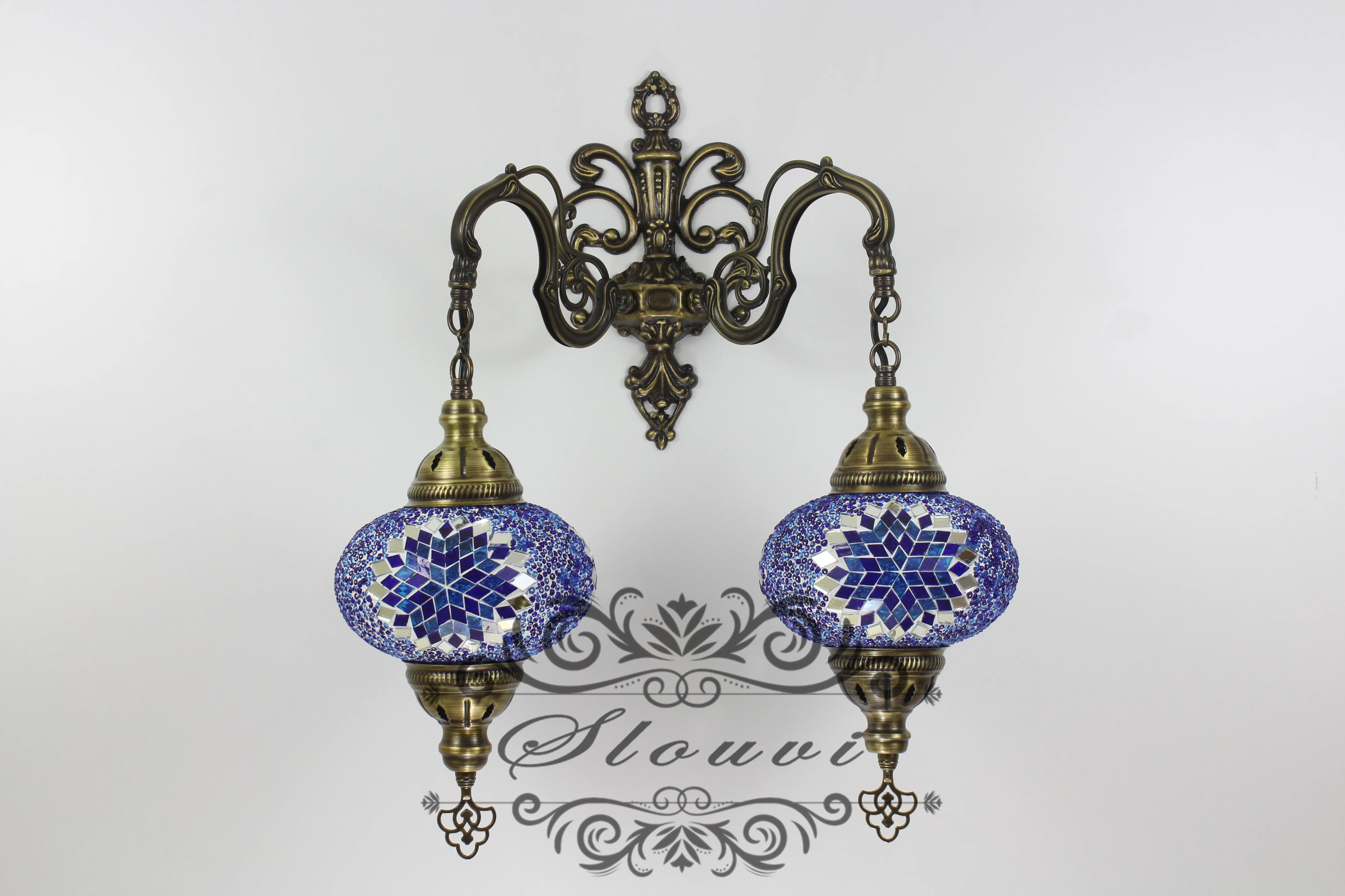 Turkish Mosaic Double Wall Sconce Large Globe Down ID: WDLD06 - Image 3