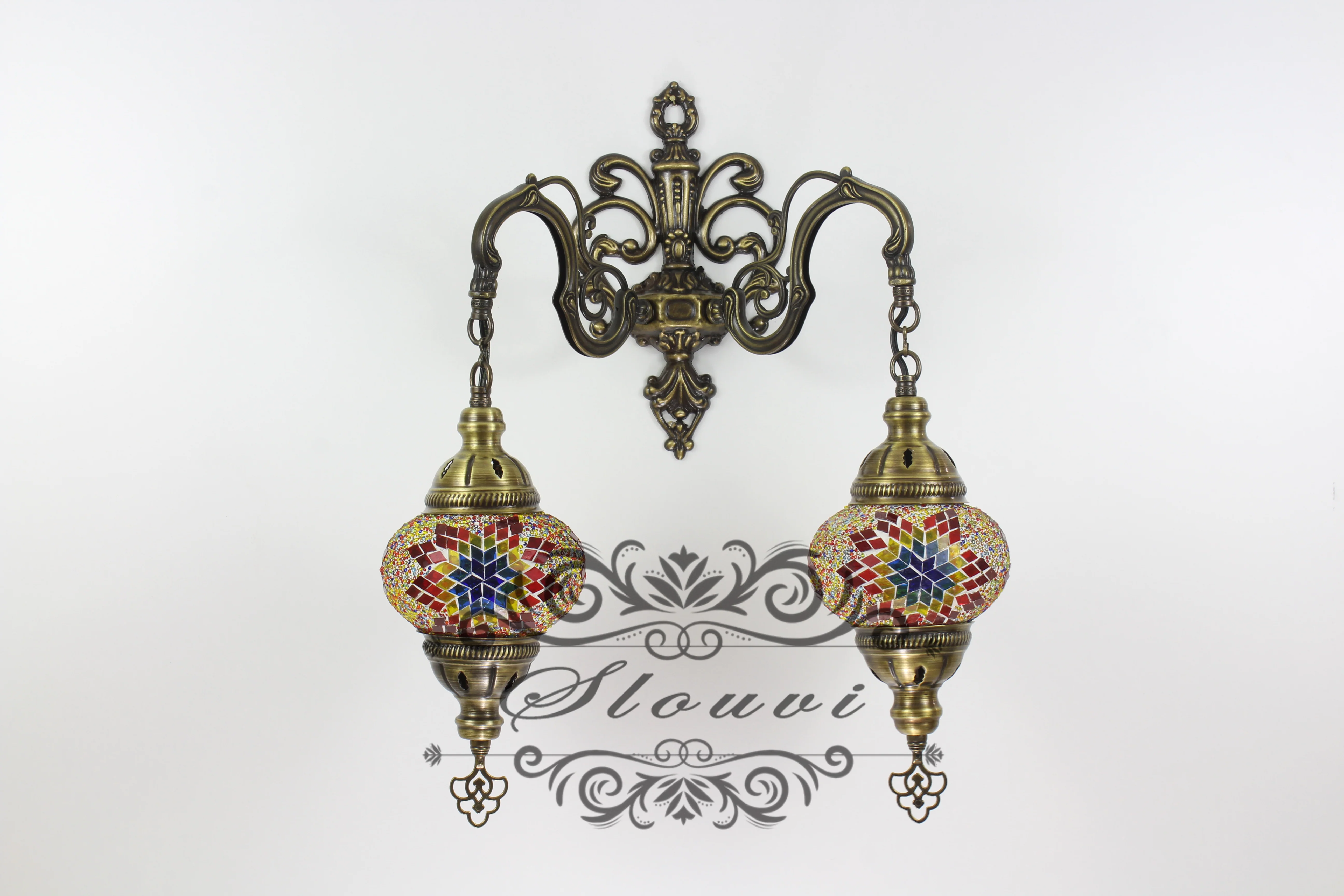 Turkish Mosaic Double Wall Sconce Medium Globe Down ID: WDMD02 - Image 3