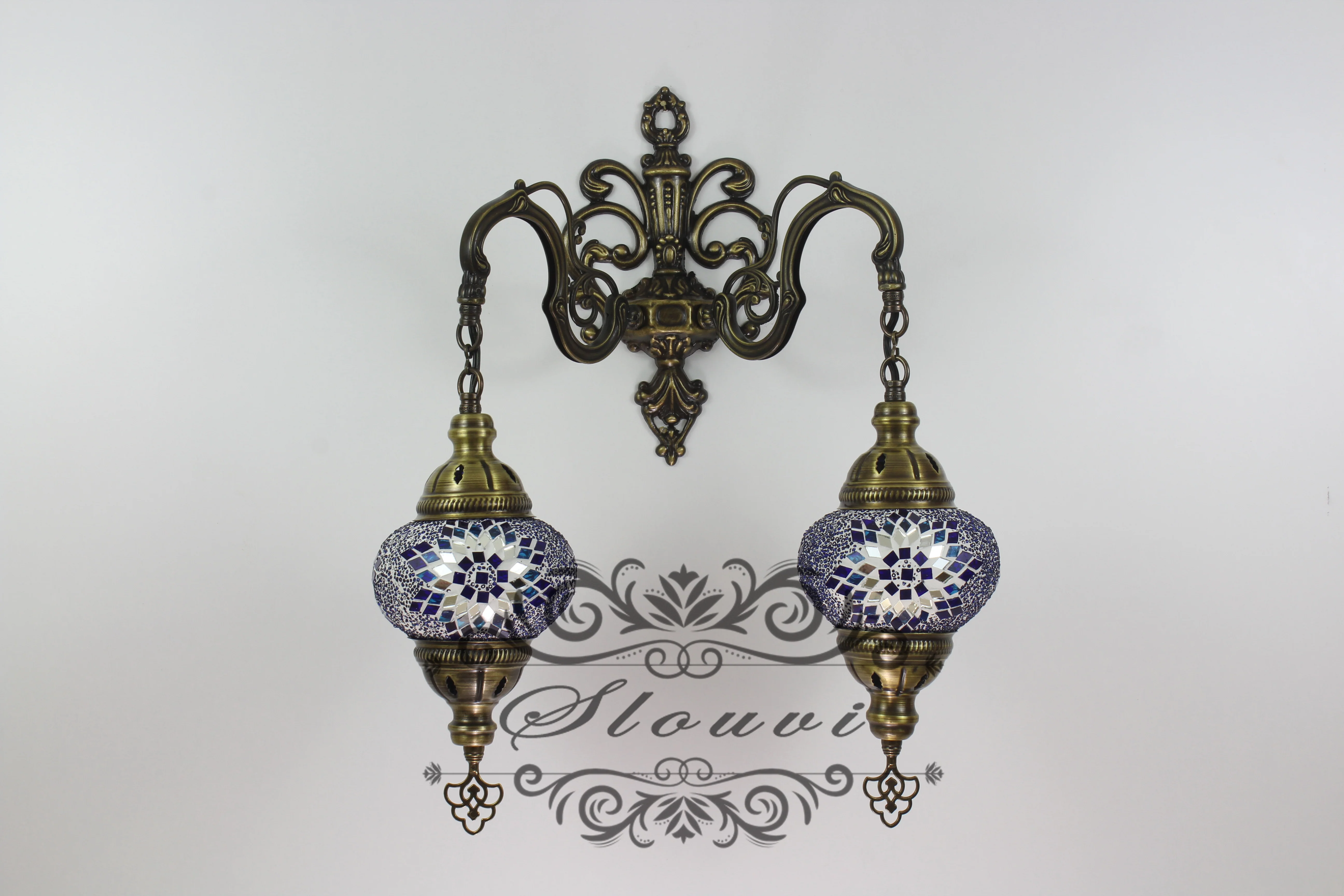 Turkish Mosaic Double Wall Sconce Medium Globe Down ID: WDMD03 - Image 3