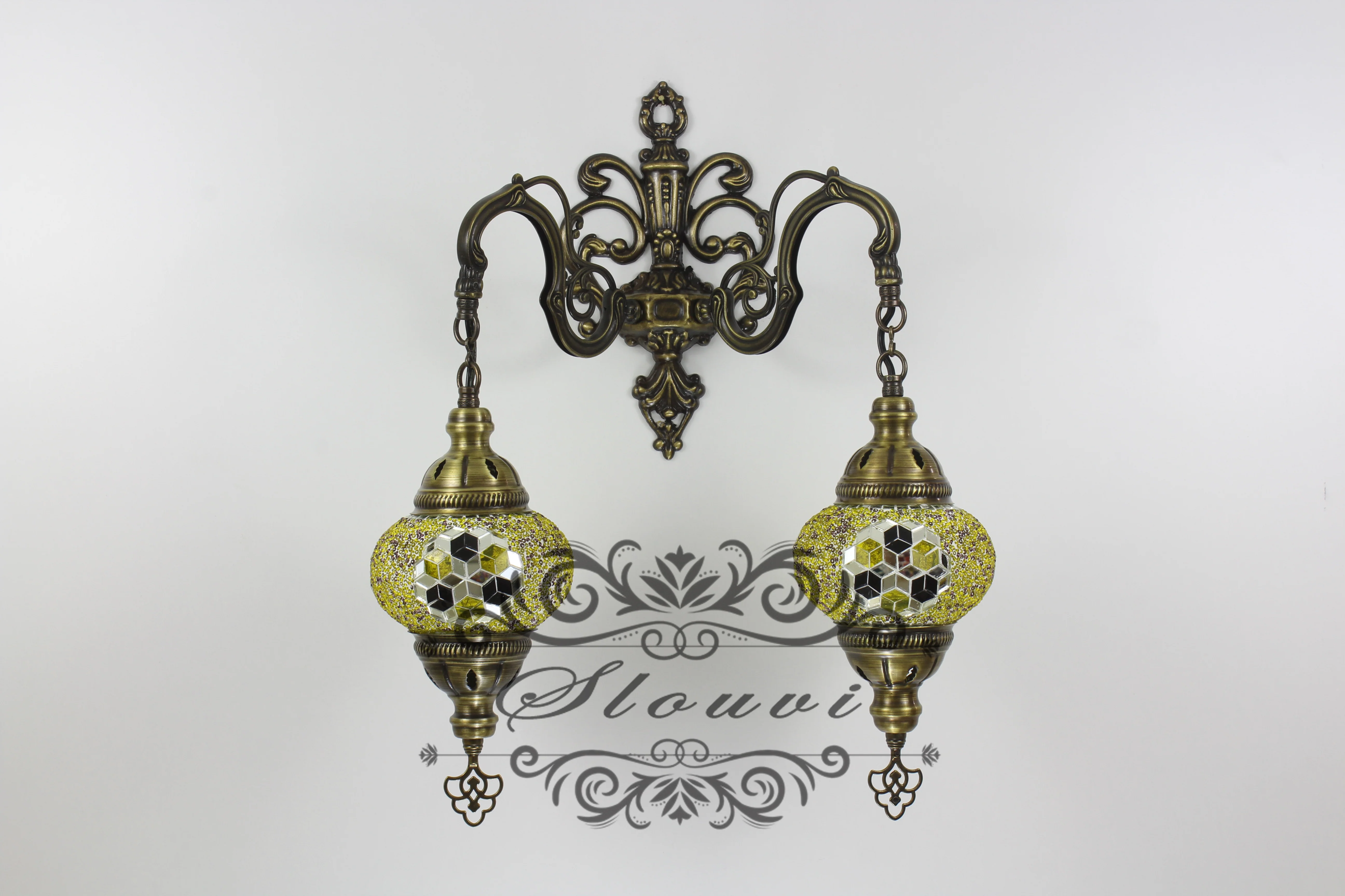 Turkish Mosaic Double Wall Sconce Medium Globe Down ID: WDMD09 - Image 3