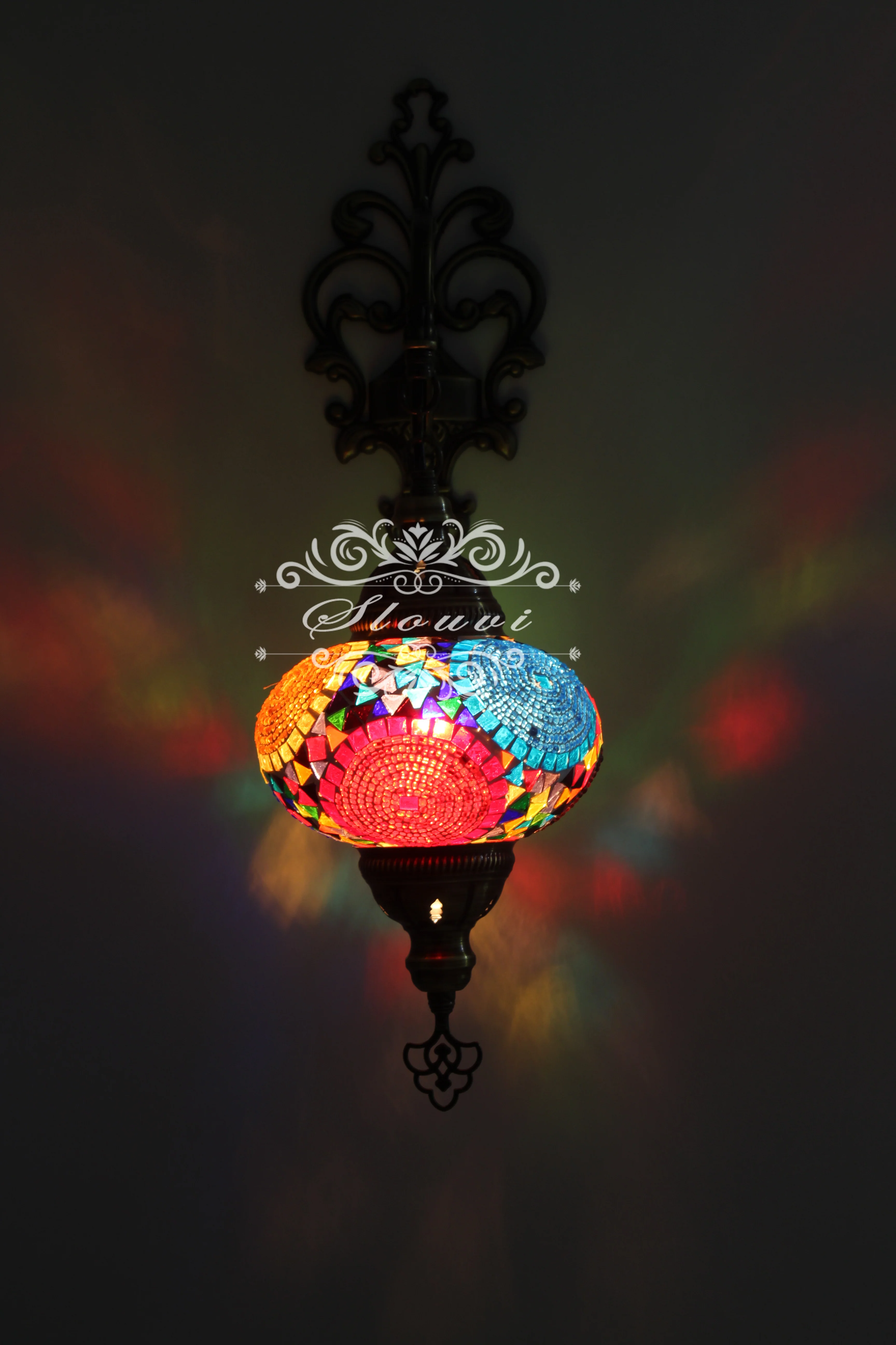 Turkish Mosaic Wall Sconce Large Globe ID: WSL03 - Image 2