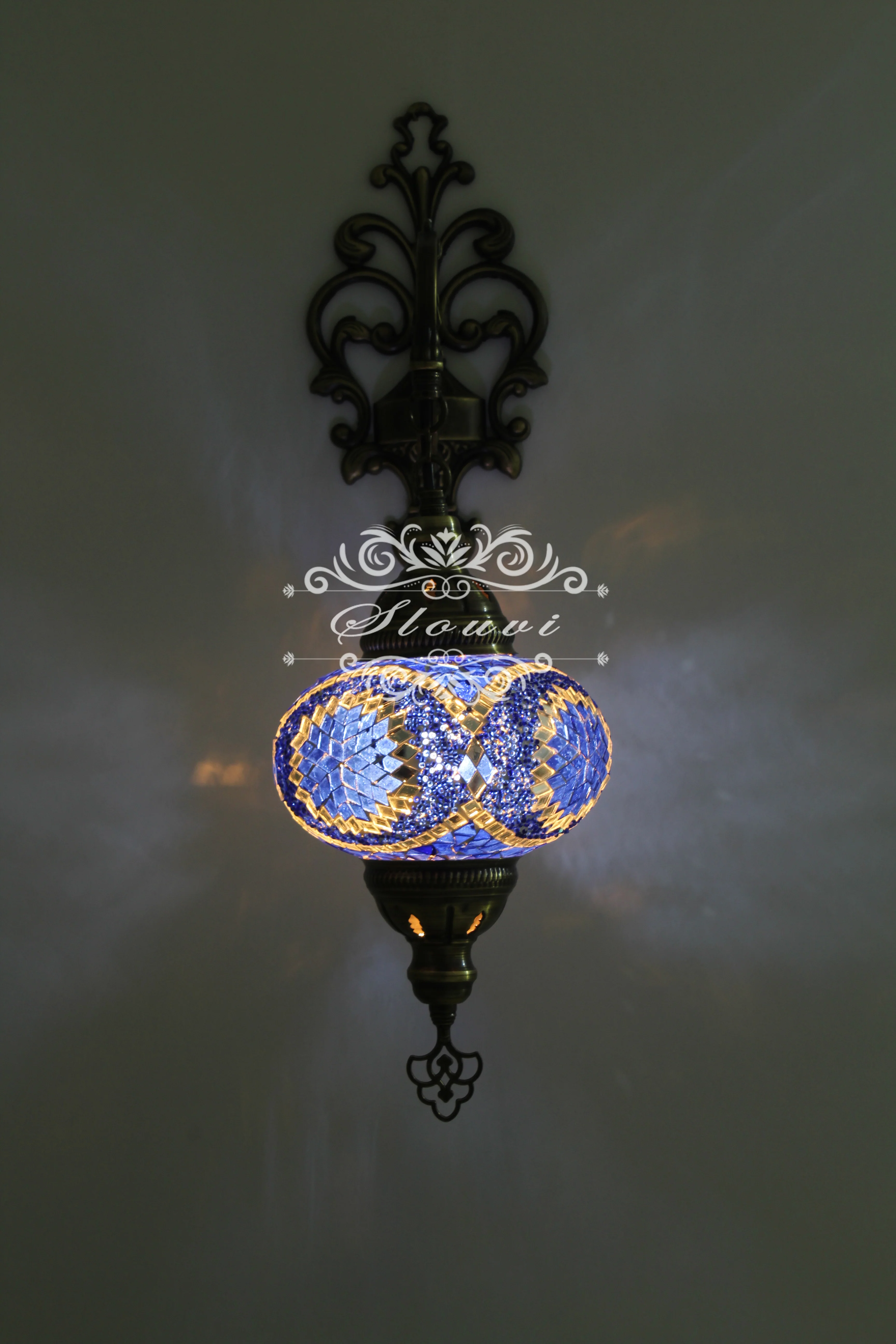 Turkish Mosaic Wall Sconce Large Globe ID: WSL04 - Image 2