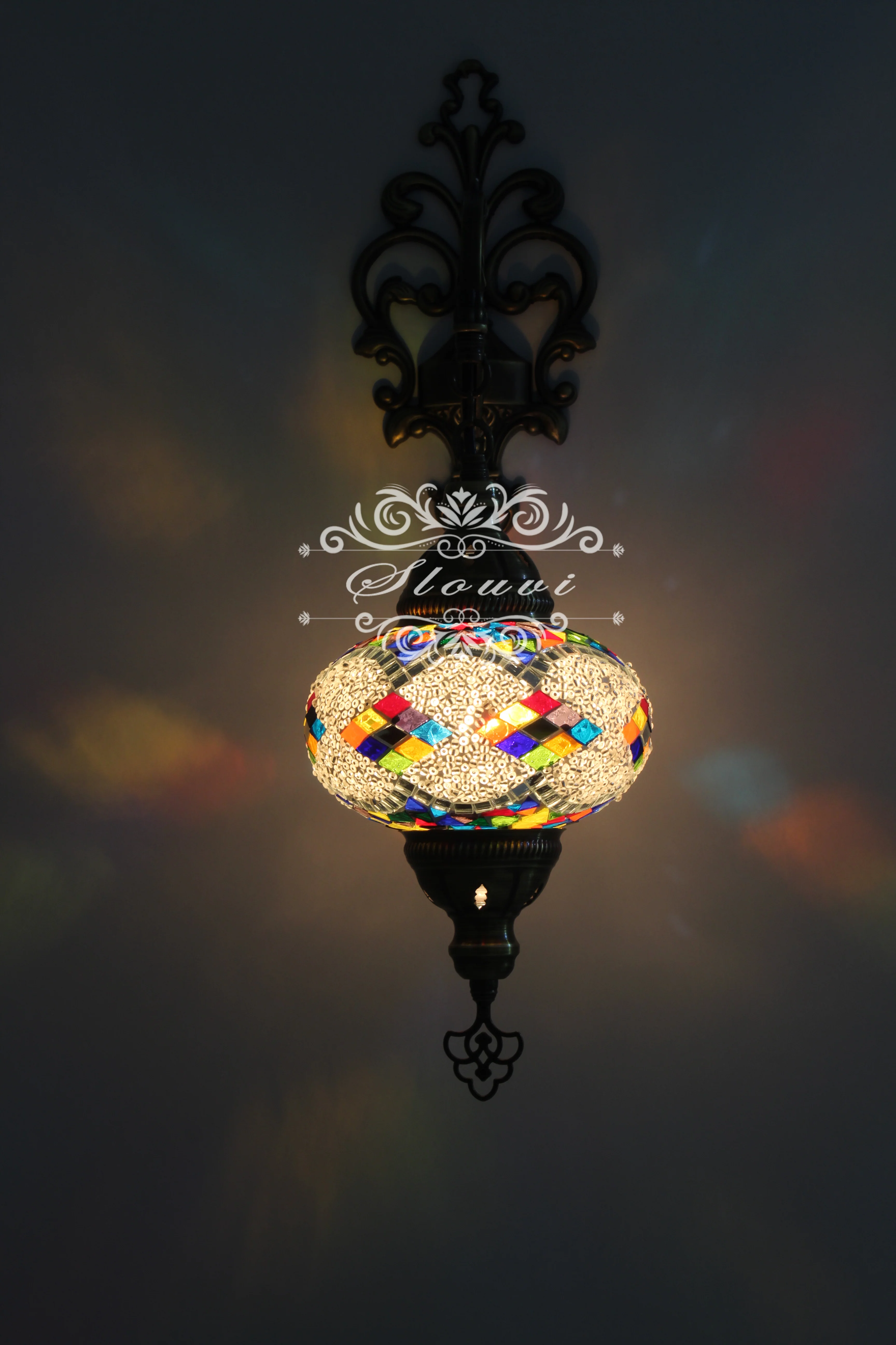 Turkish Mosaic Wall Sconce Large Globe ID: WSL05 - Image 2