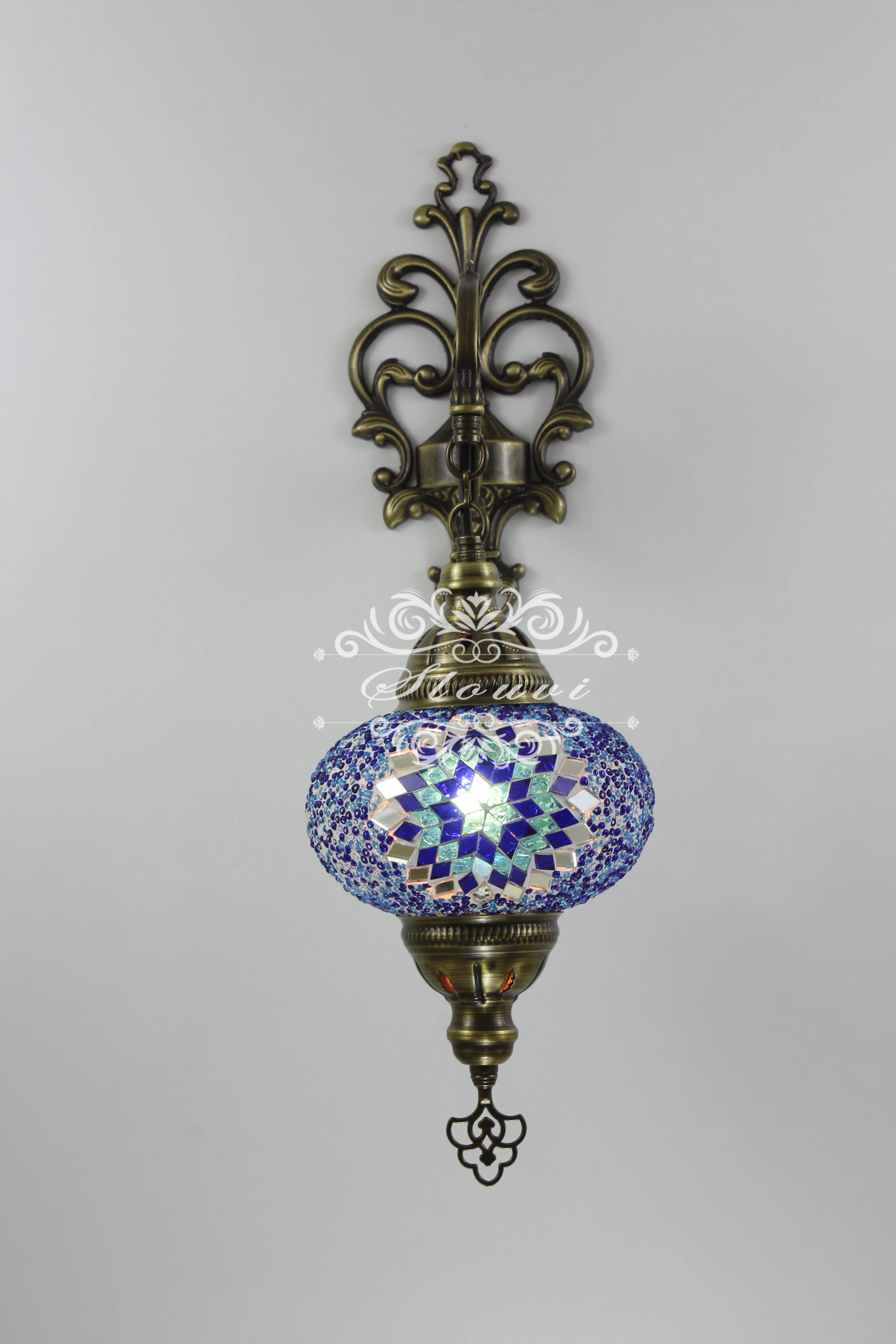 Turkish Mosaic Wall Sconce Large Globe ID: WSL06 - Image 4