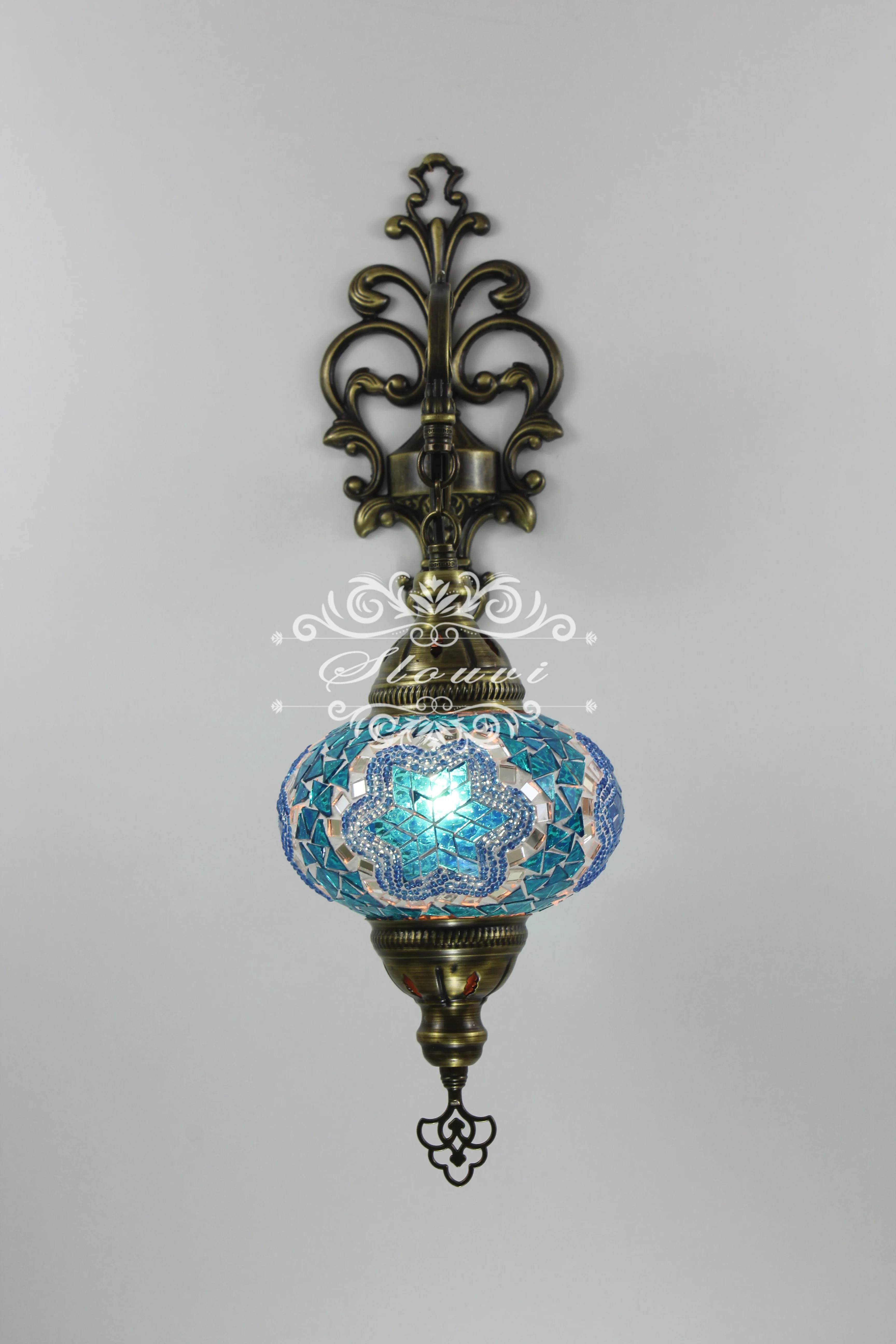 Turkish Mosaic Wall Sconce Large Globe ID: WSL08 - Image 4