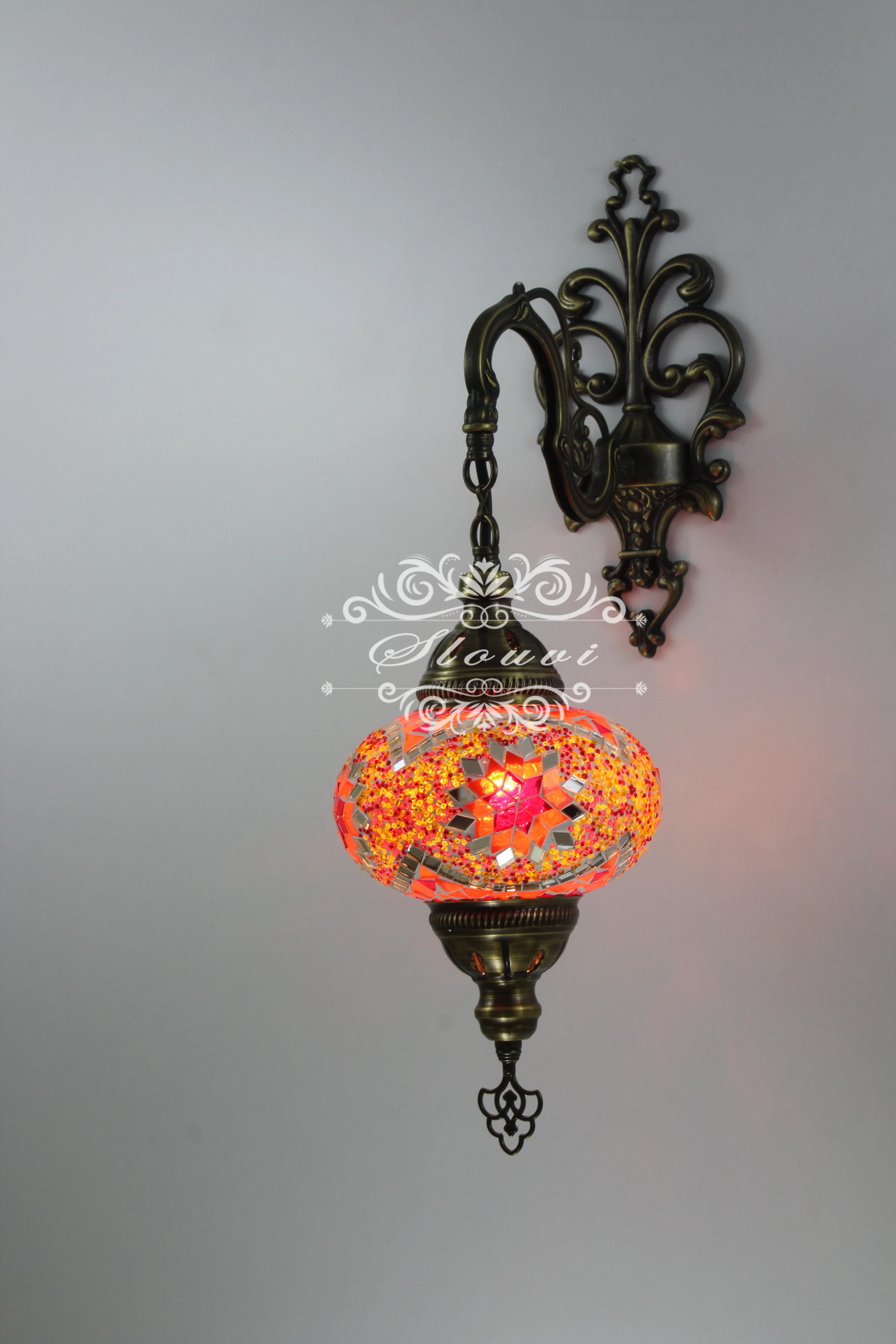 Turkish Mosaic Wall Sconce Large Globe ID: WSL09 - Image 3