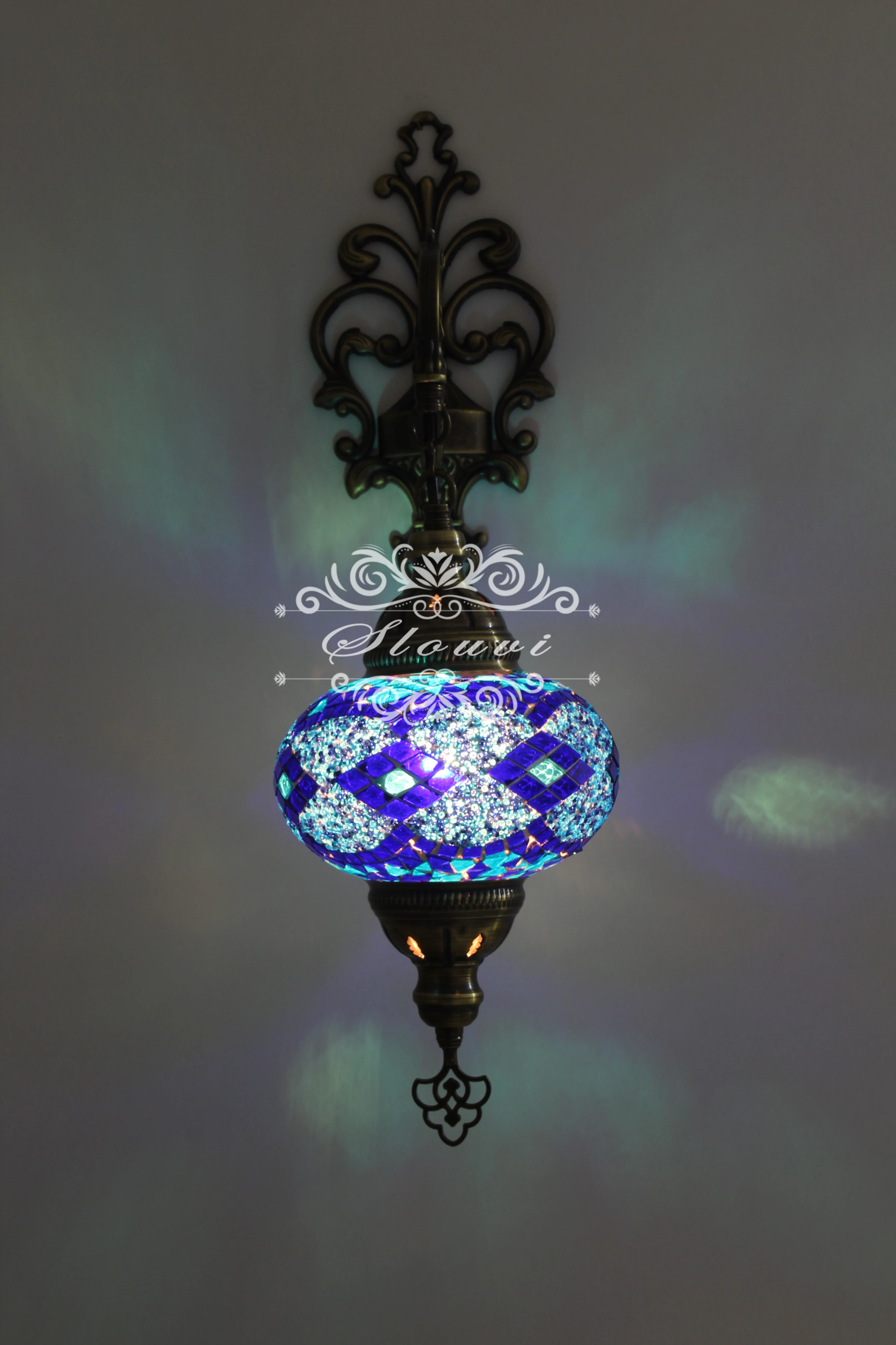 Turkish Mosaic Wall Sconce Large Globe ID: WSL14 - Image 2