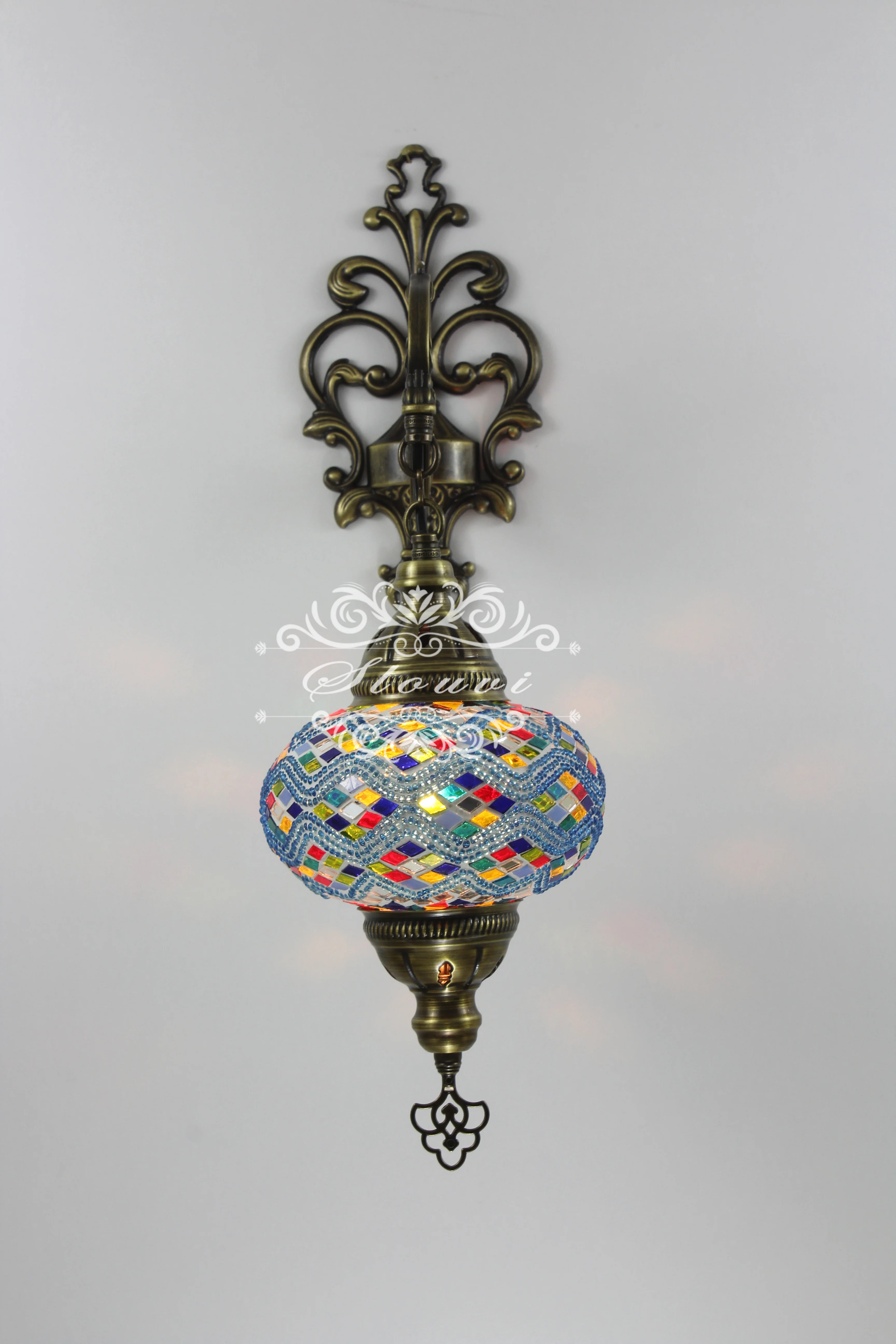 Turkish Mosaic Wall Sconce Large Globe ID: WSL17 - Image 4