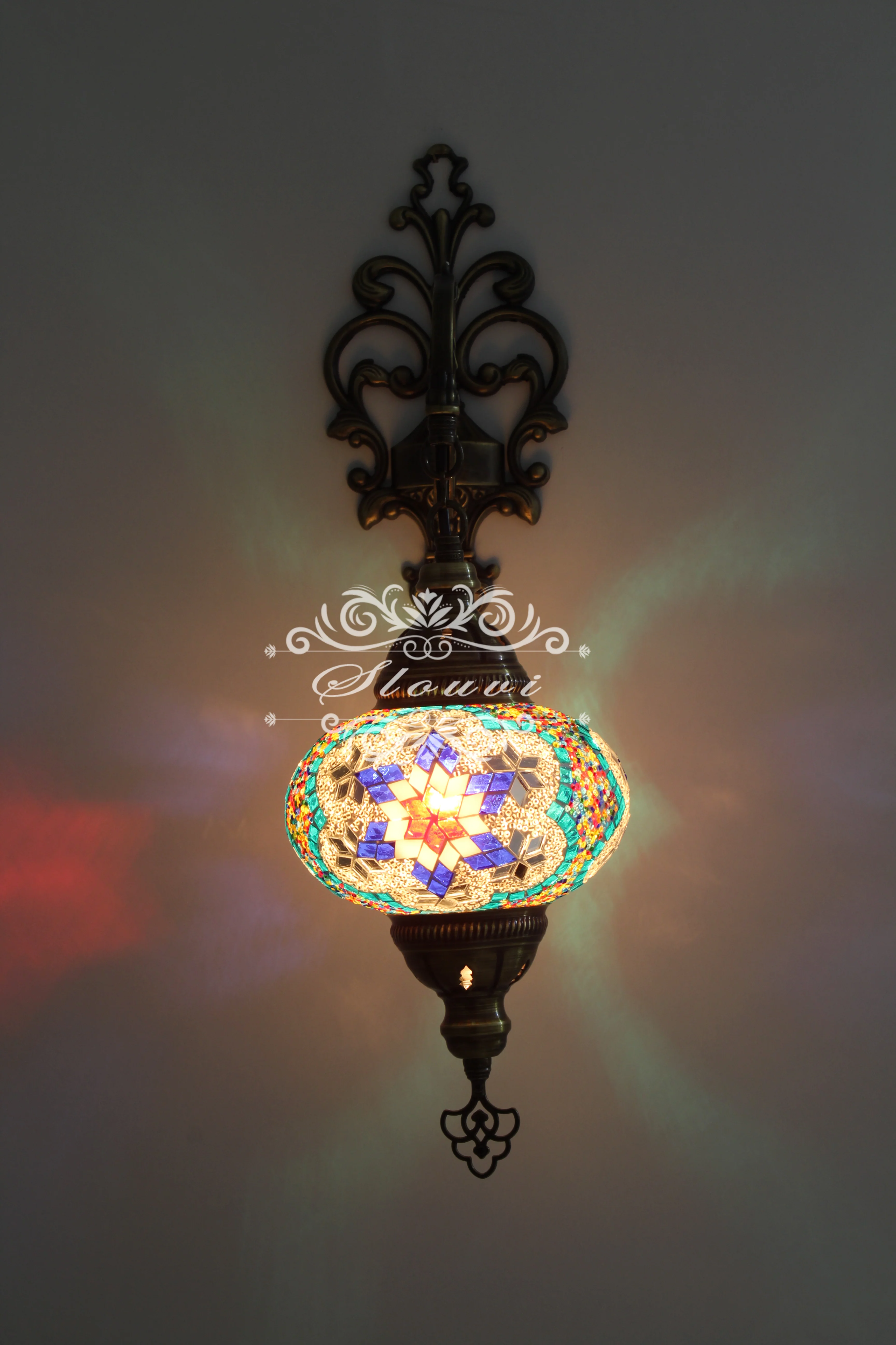 Turkish Mosaic Wall Sconce Large Globe ID: WSL18 - Image 2