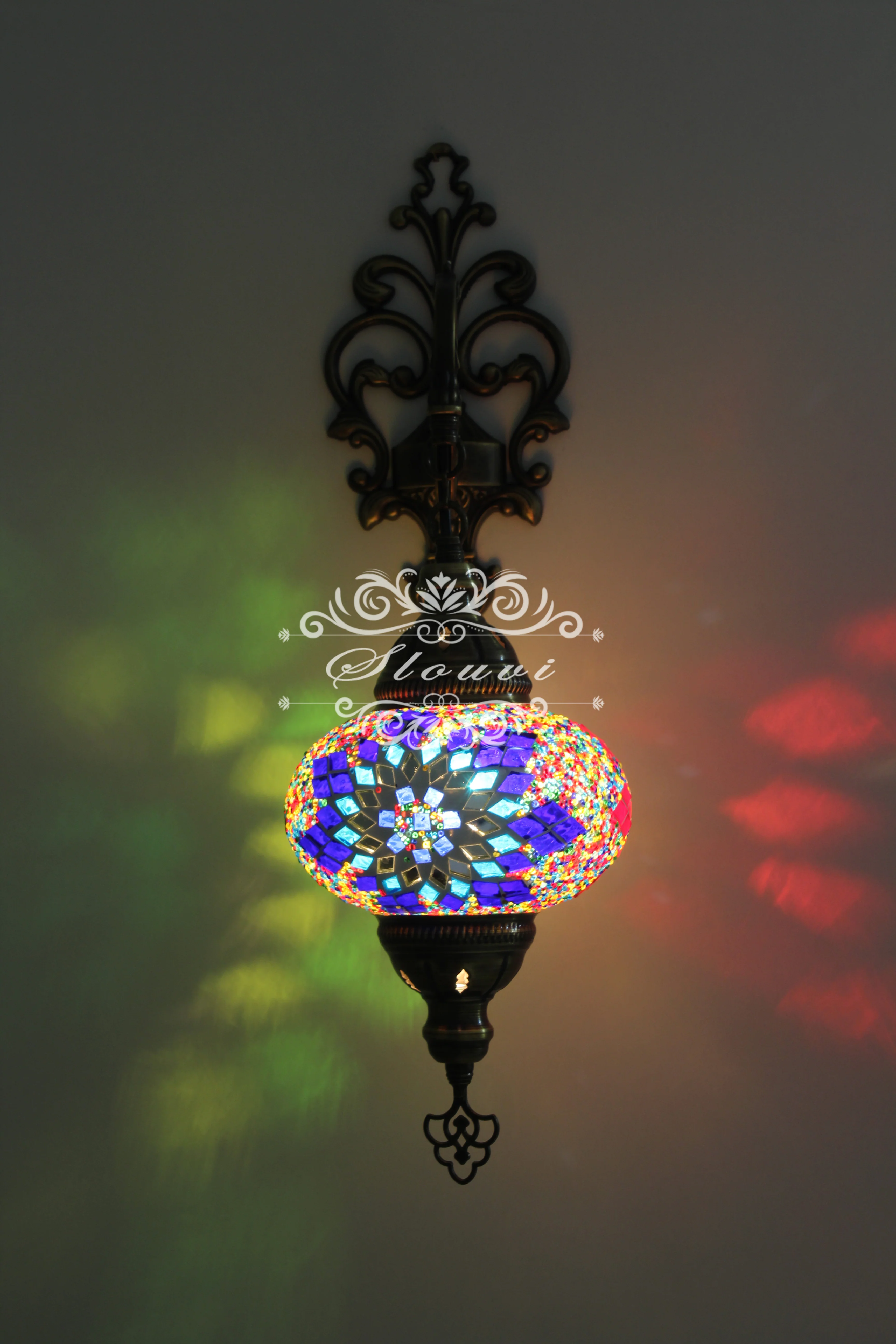 Turkish Mosaic Wall Sconce Large Globe ID: WSL23 - Image 2