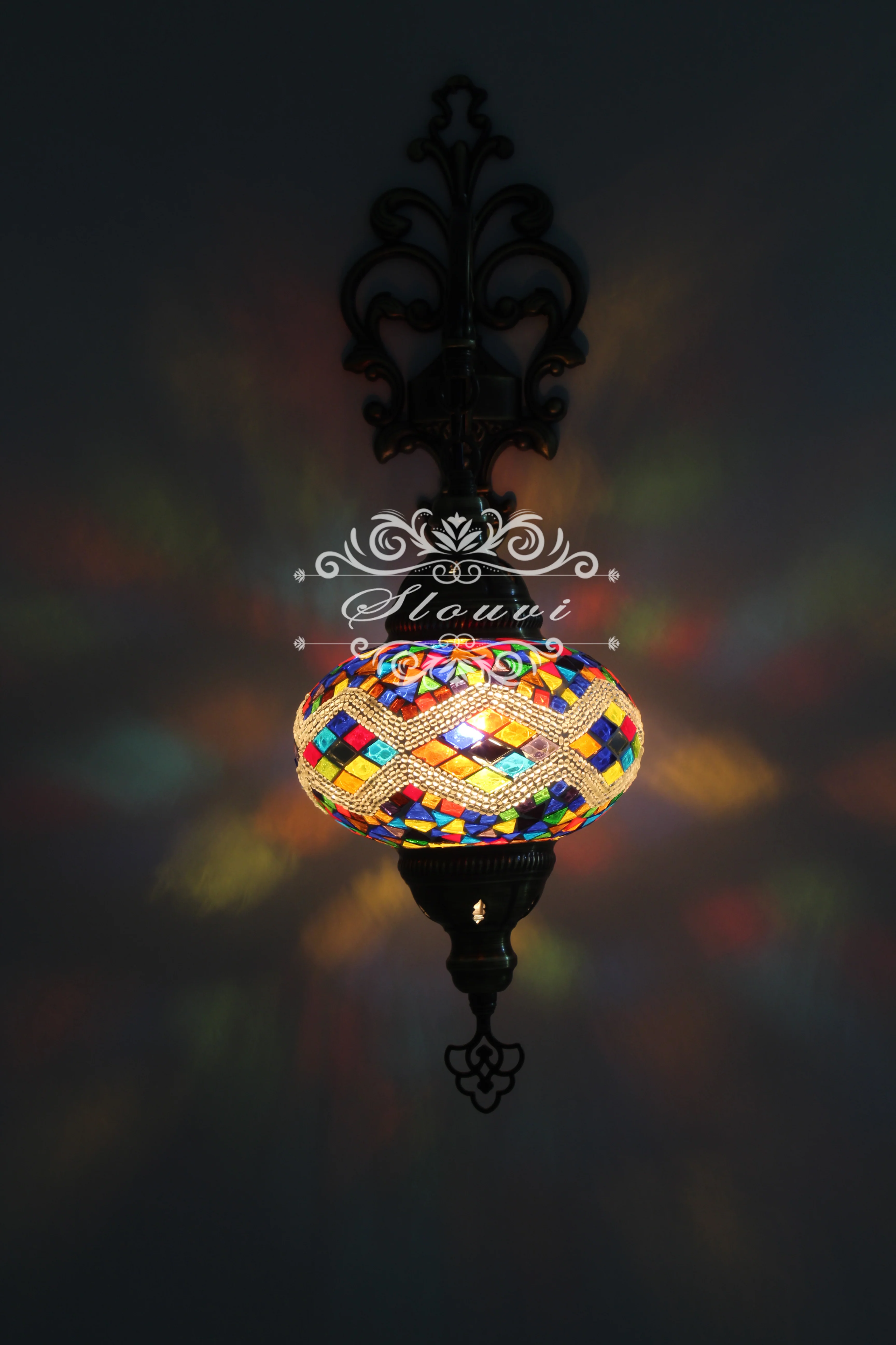 Turkish Mosaic Wall Sconce Large Globe ID: WSL24 - Image 2
