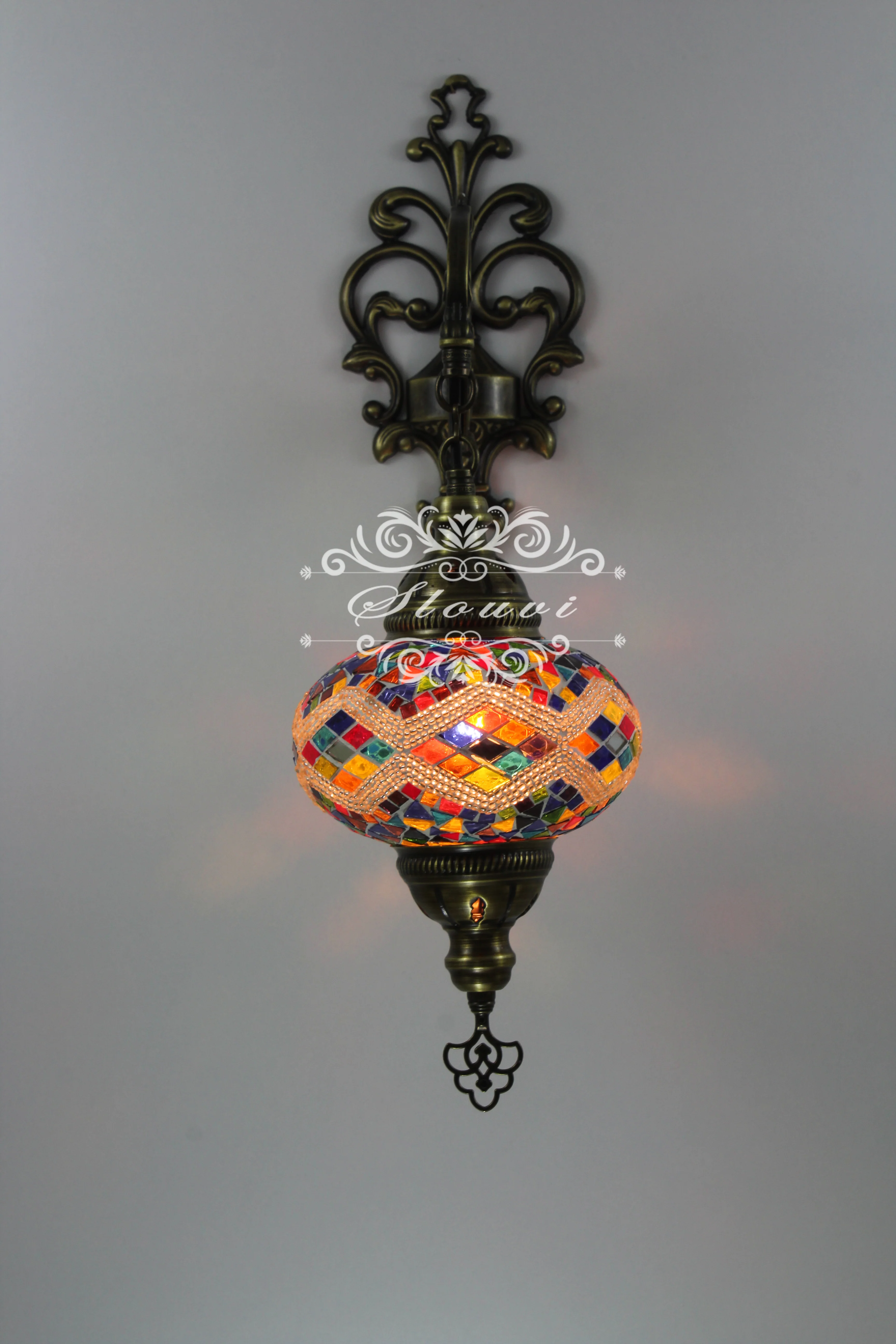 Turkish Mosaic Wall Sconce Large Globe ID: WSL24 - Image 4