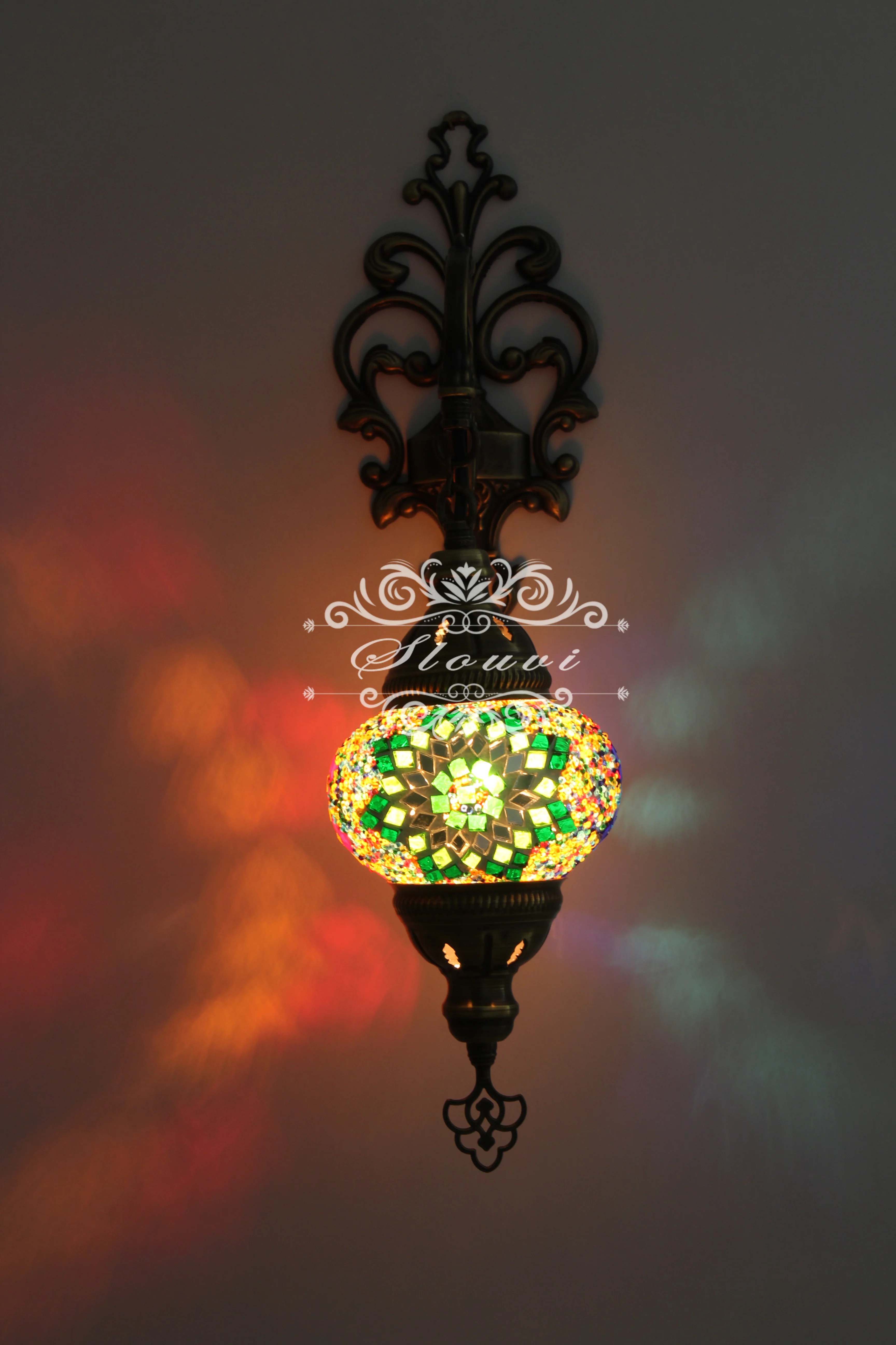 Turkish Mosaic Wall Sconce Medium Globe ID: WSM08 - Image 2