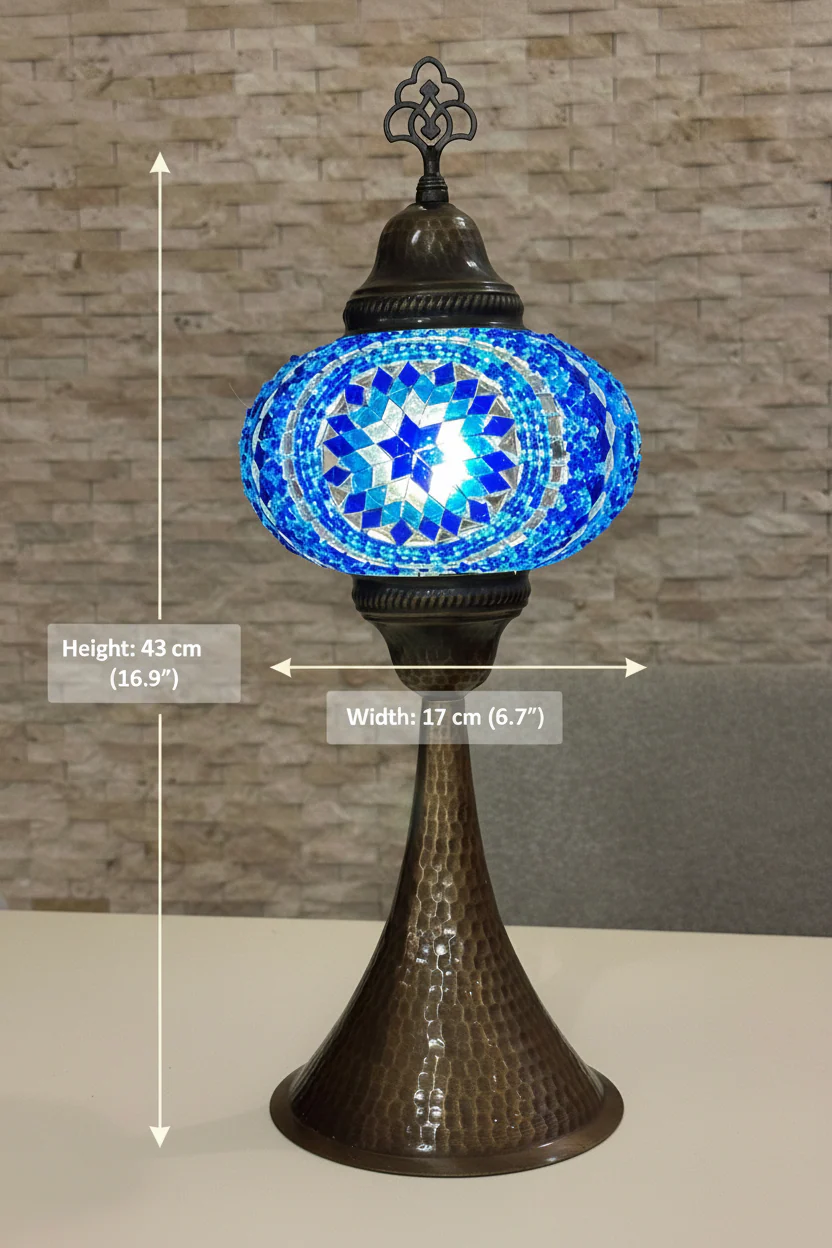 Handcrafted Turkish Mosaic Zurna Table Lamp - Large Globe Id: Zurna - Image 3